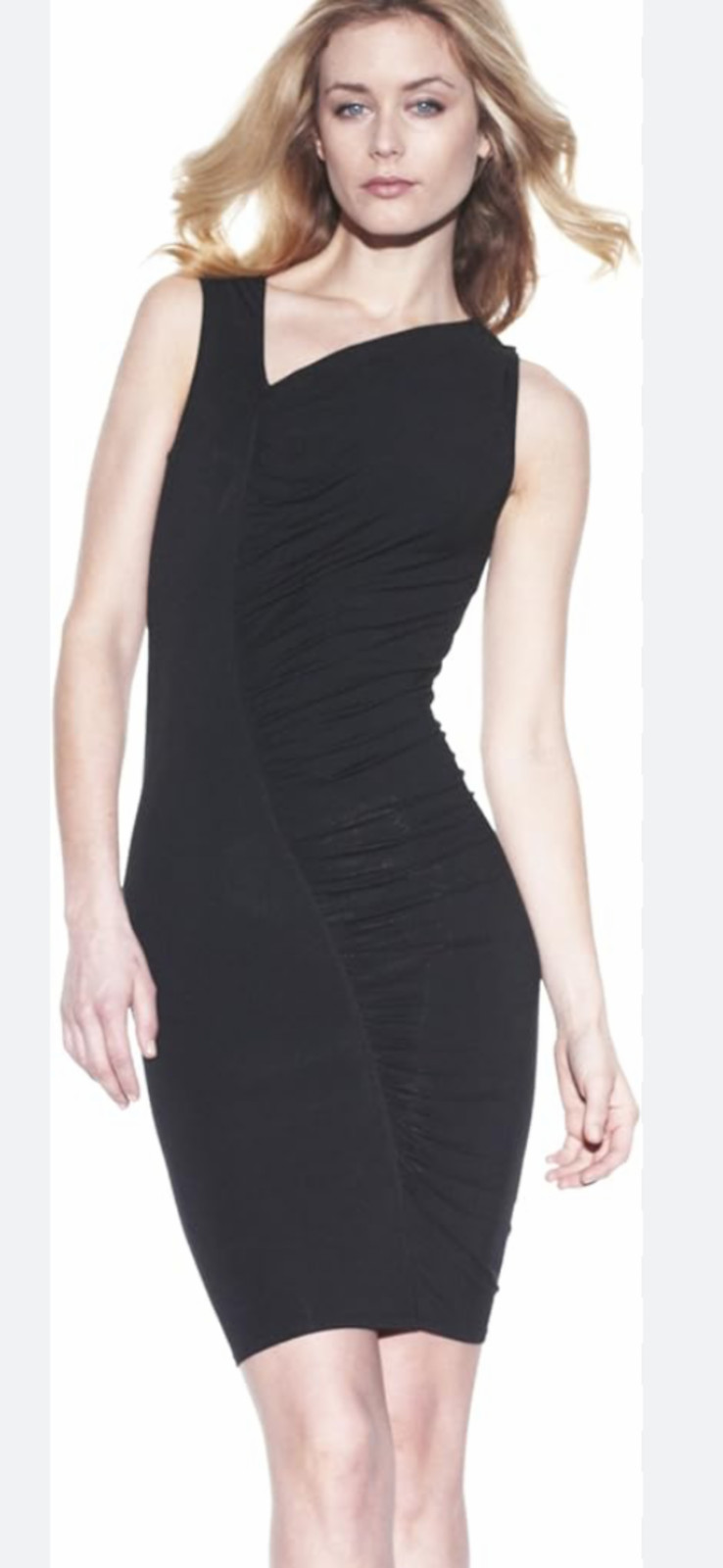 Doo.Ri Under.Ligne Navy Rushed Dress Sleeveless Modal Blend Dry Clean