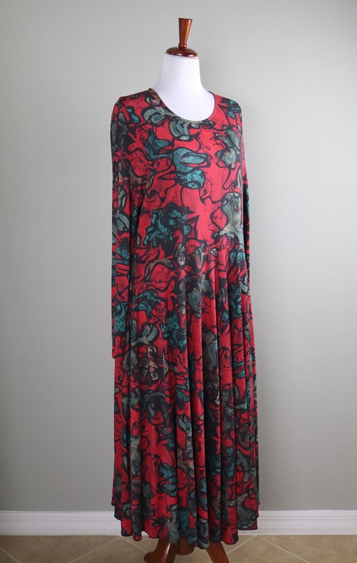 PERUVIAN CONNECTION NEW $218 Floral Soft Stretch Midi Swing Dress Size XL