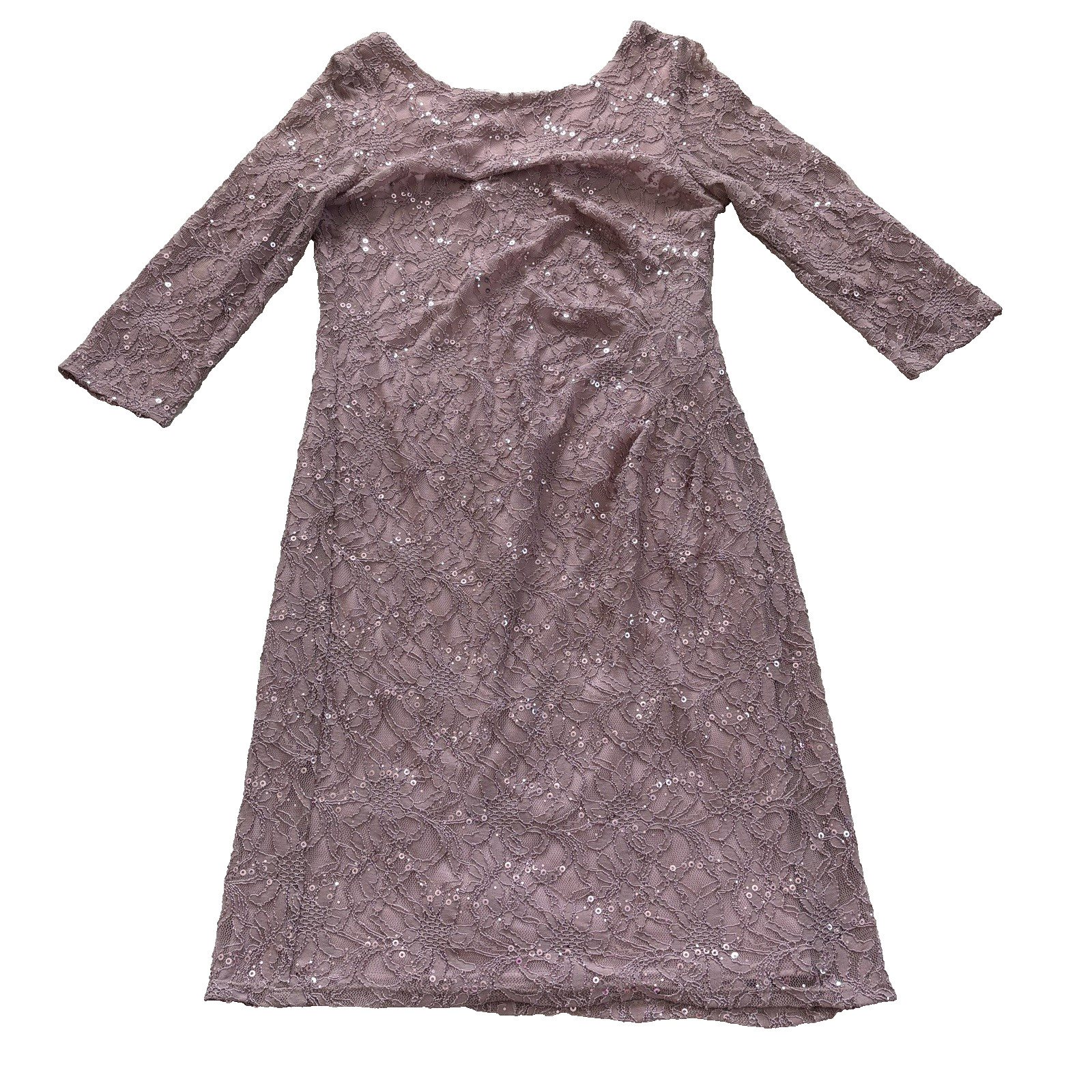 Marina Dress Sz 10 Pink Lace Beaded Tiered Cocktail Party Y2K Made In USA