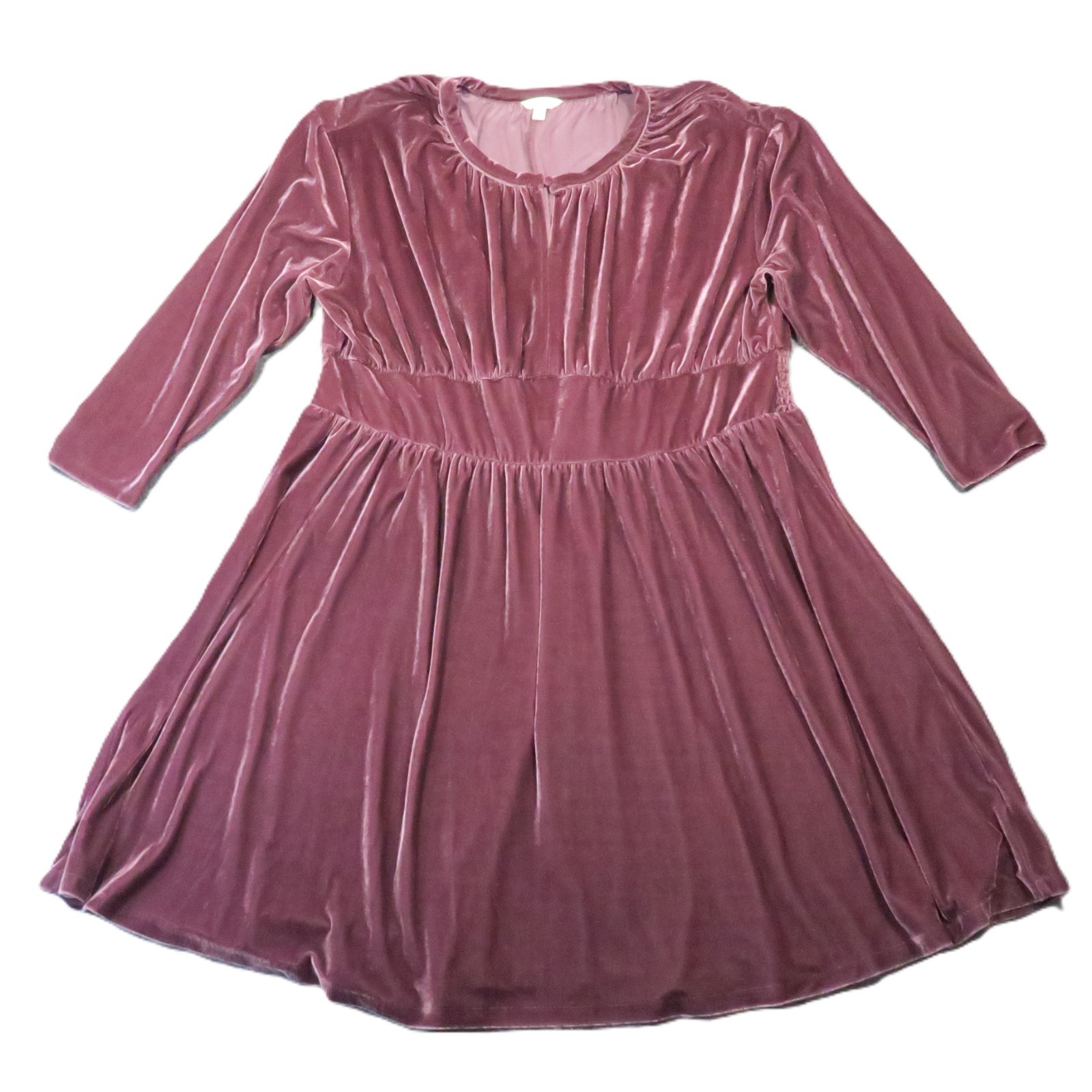 Terra & Sky Crushed Velvet Dress 2X Plum Romantic Whimsigoth Peasant Cottage 90s
