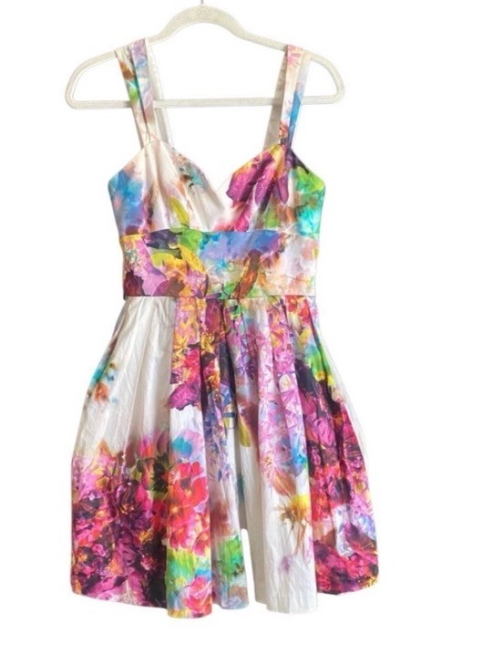 Single Colorful Sleeveless Fit and Flare Dress. Size Small