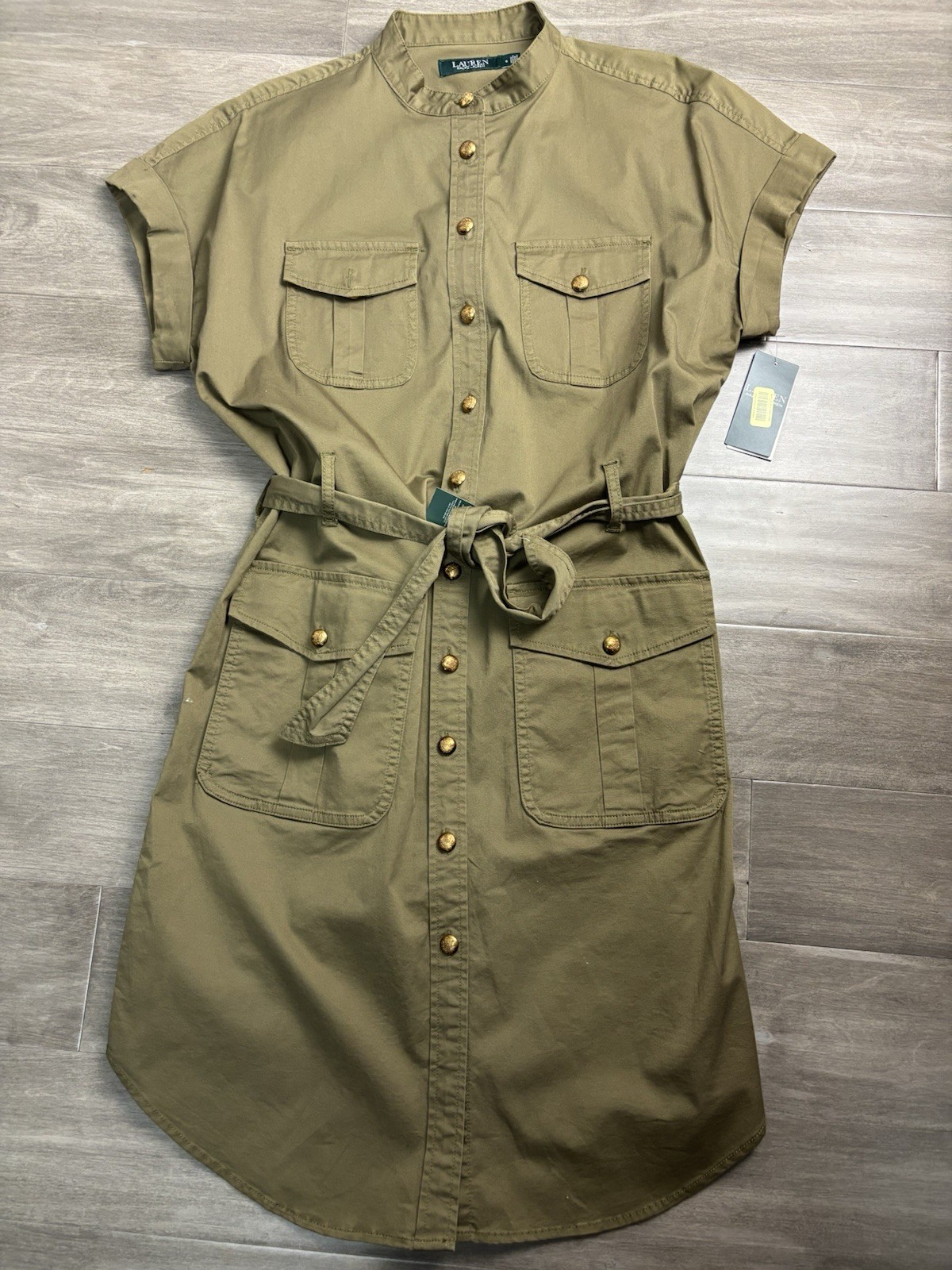 Lauren Ralph Lauren Utility Shirt Dress Women’s Sz 6 Short Sleeve Belted Preppy