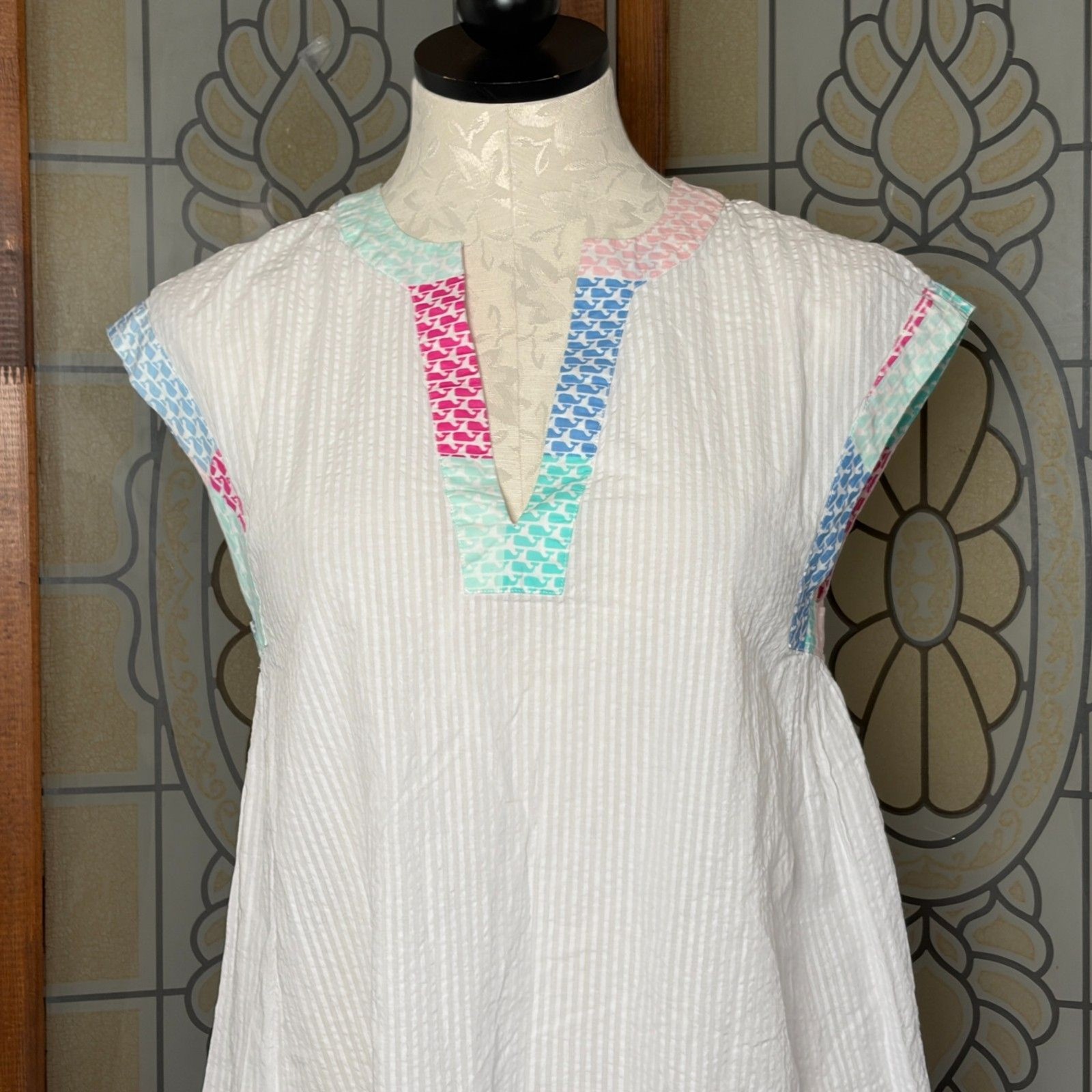 Vineyard Vines For Target NWT Seersucker Dress Colored Collar Oversized Size XS
