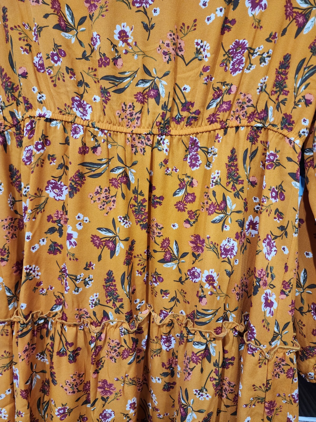🌼🌷🪻Indigo Soul Peasant Dress Womens Yellow Flowers Size Medium NWT🪻🌷🌼