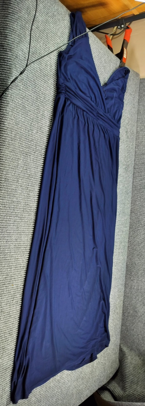NY Collection Woman Sleeveless Maxi Navy Dress Medium Stretch Casual Elegance