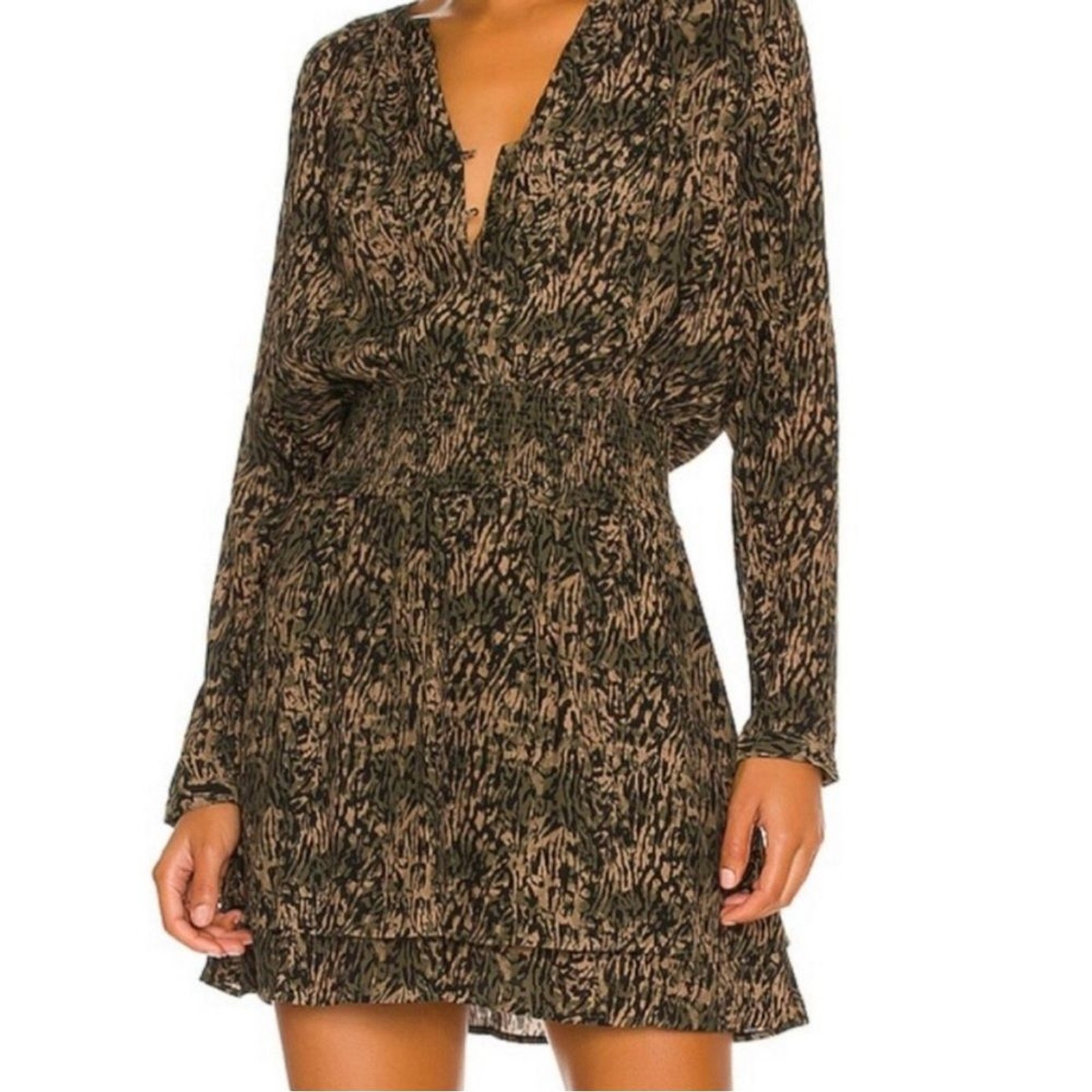 BUNDLE Rails Jasmine Olive Static & Zana Long Sleeve V-Neck Mini Dresses Size XS