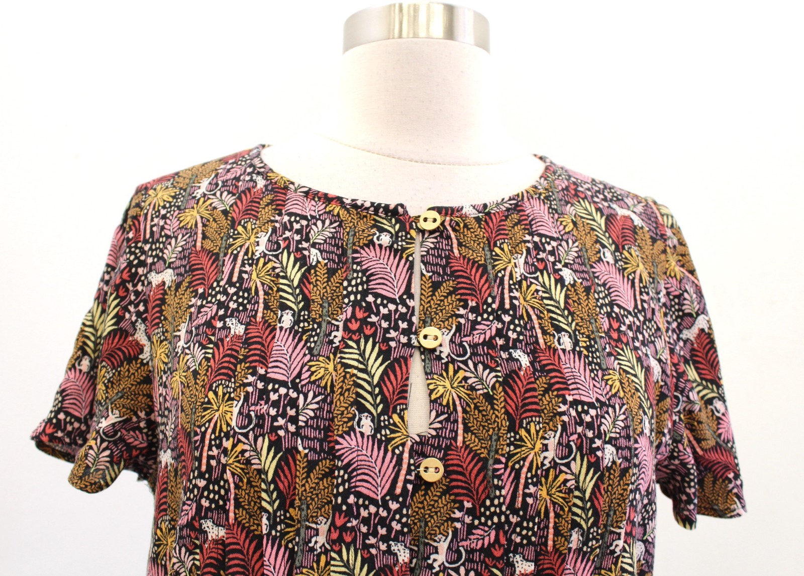 NWT Ann Taylor Loft Jungle Animal Print Short Sleeve Casual Dress Size S Leopard