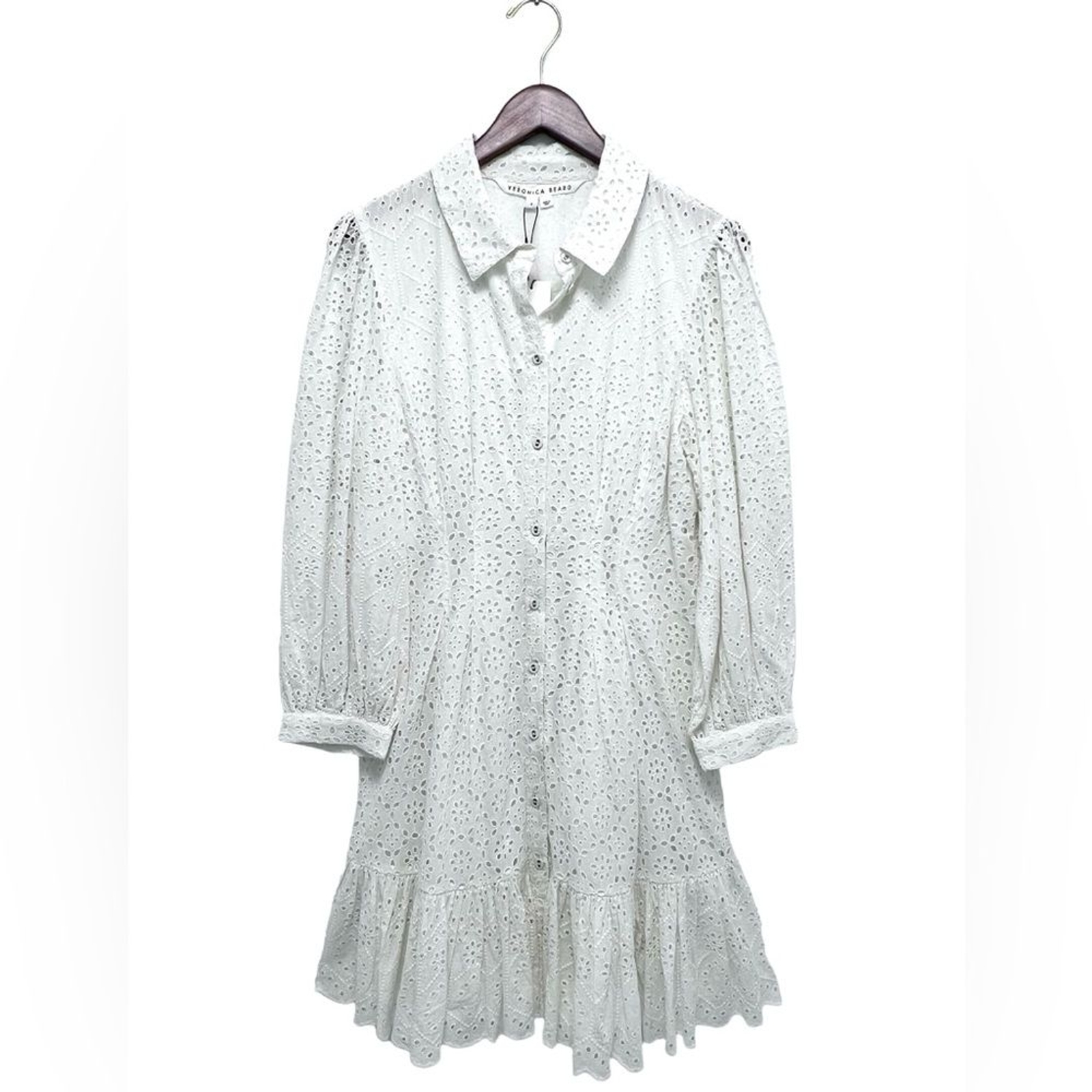Veronica Beard Kylan Eyelet Lace Cotton Long Sleeve White Costal Resort Size 6