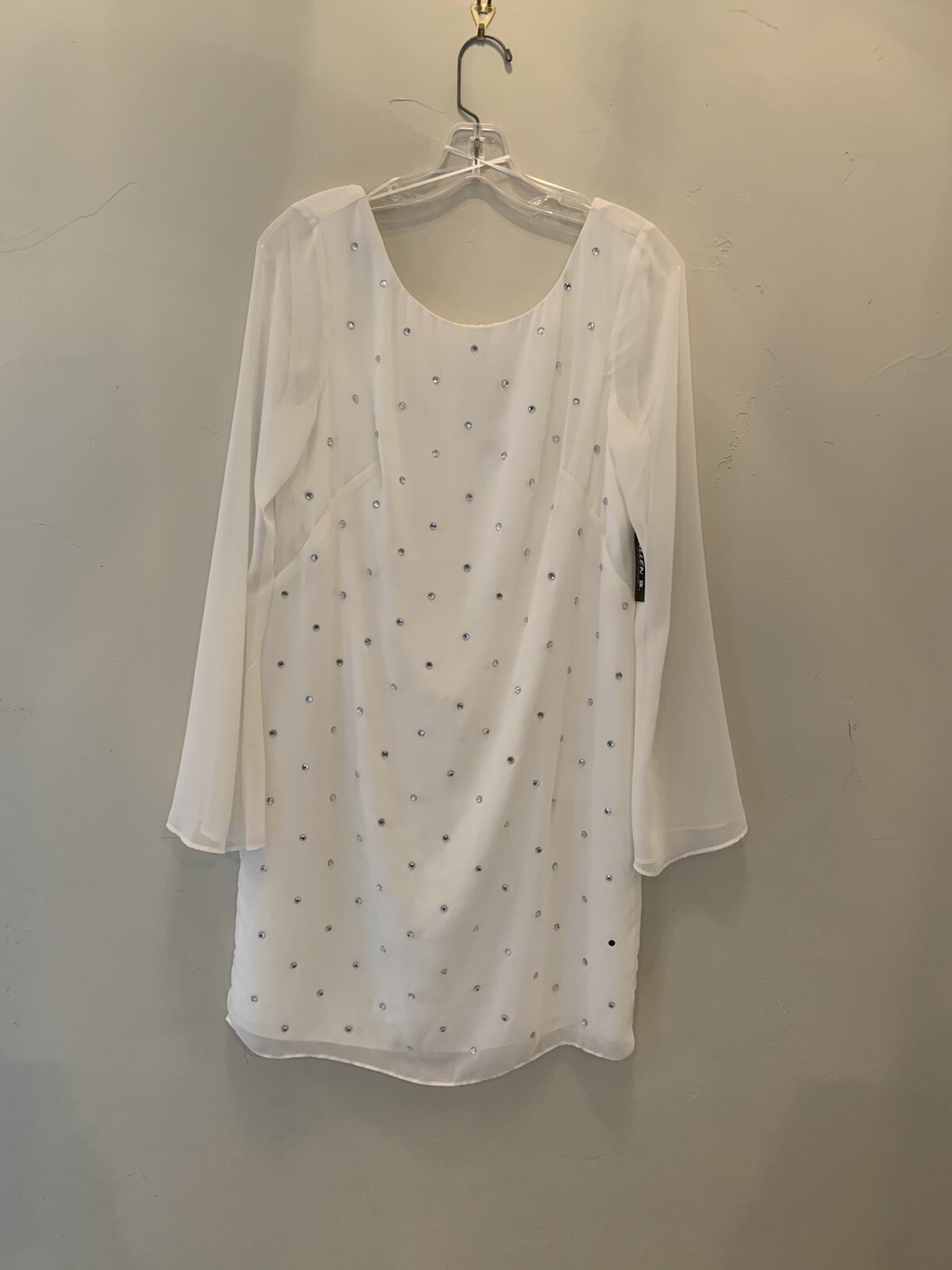 NWT Allen B Ivory Sequined Shift Dress, Size 10