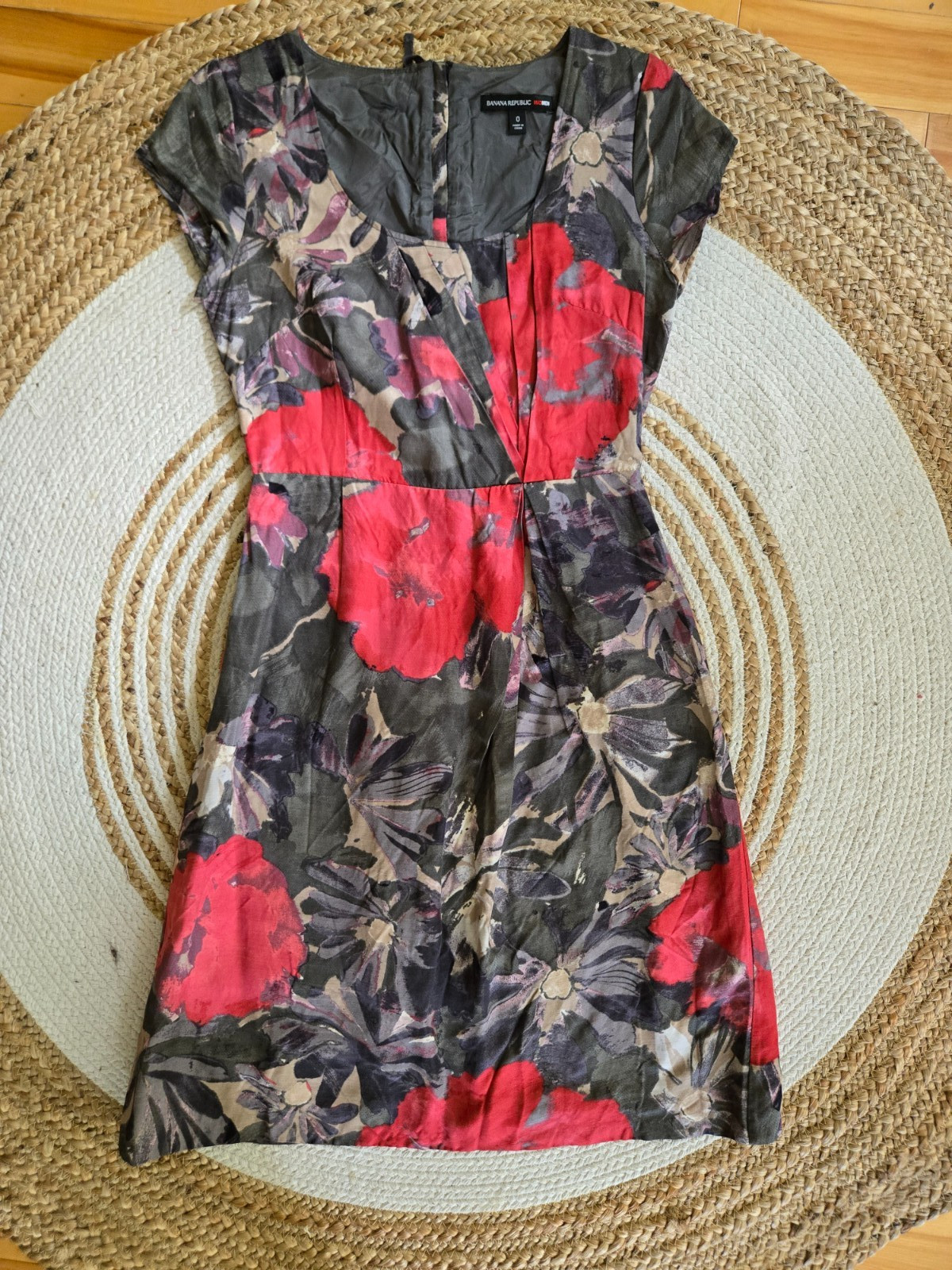 Mad Men Janie Briant Linen Blend Floral Midi Dress Retro 60s Chic Watercolor US0
