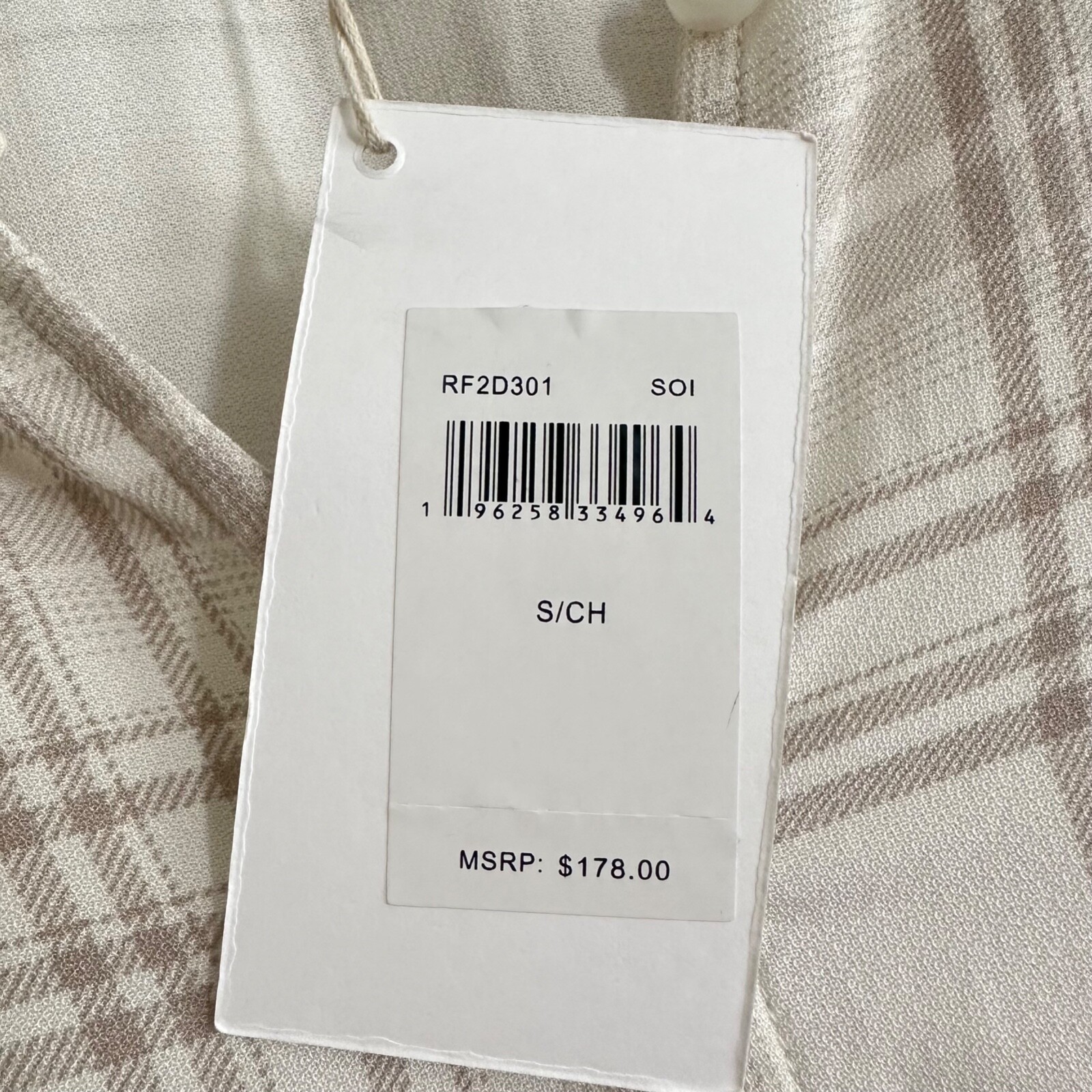 Splendid Plaid Sutton Button Front Drawstring Waist Dress Size Small NWT