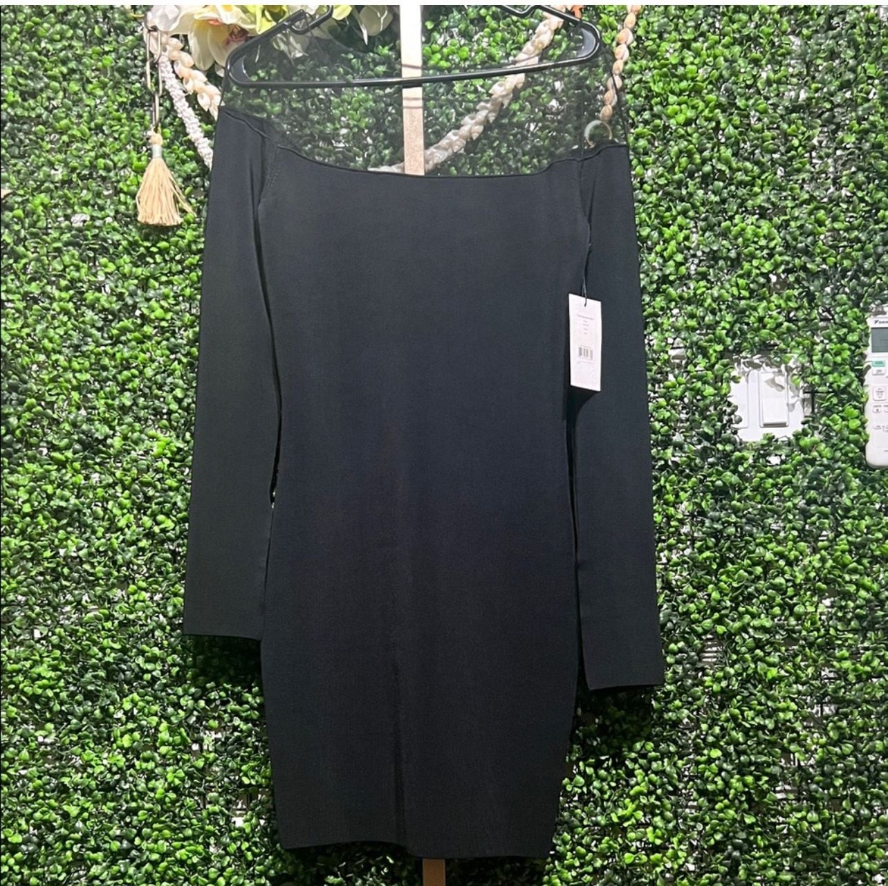 Bailey 44 Black Mesh Yoke Long Sleeve Mini Dress with Slit Sleeves