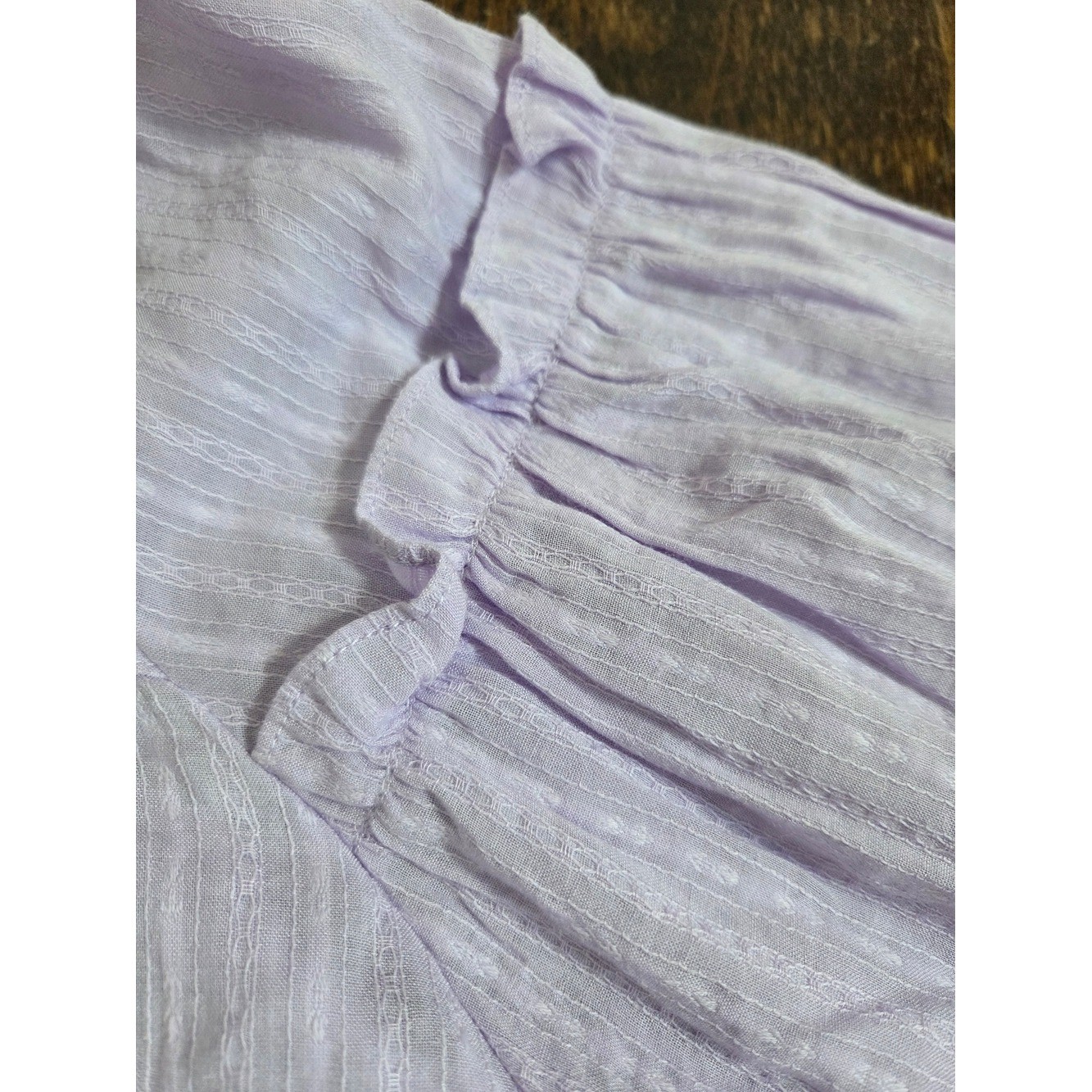 Easel Lavender Gauze Peasant Bohemian Mini Dress / Tunic Top with Tie Neck