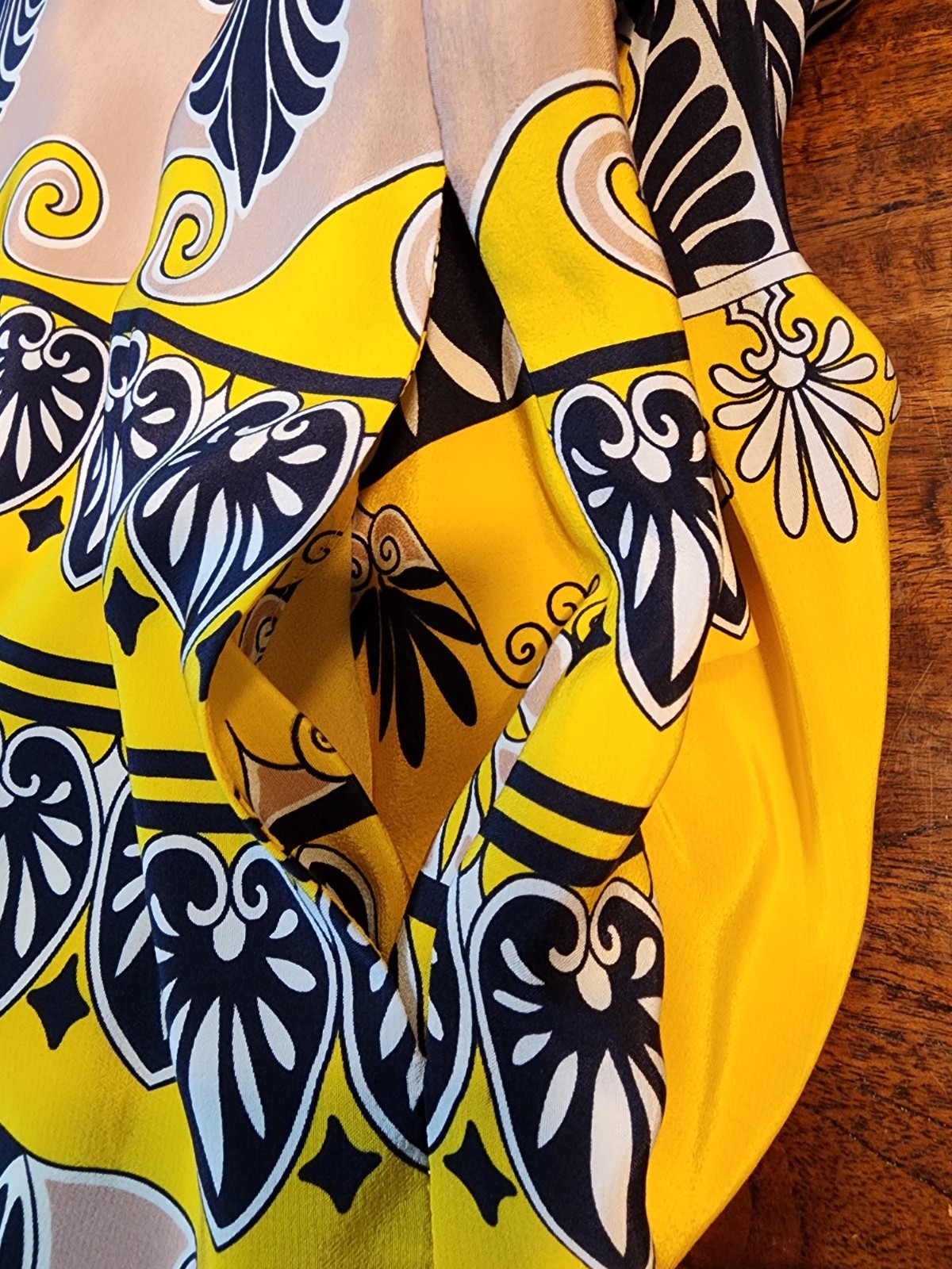 J. Crew Dress Size US 4 Yellow Navy Blue Gallery Printed Shift Women’s