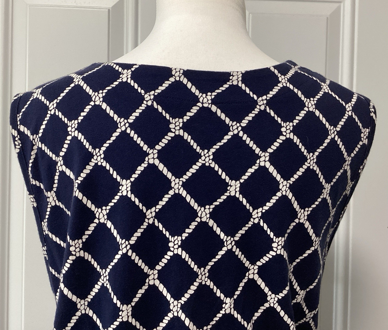 Lands End Navy Size X-Large Sleeveless V-Neck 2 Pockets Slide Slits Dress