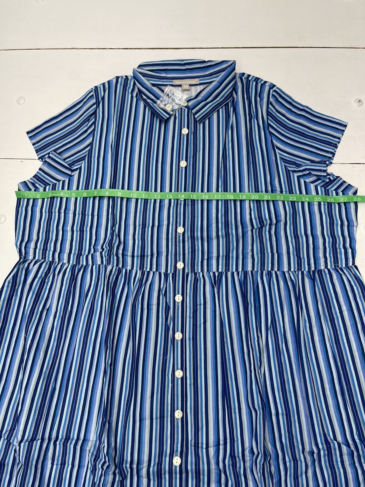 Woman Within Blue Stripe Button Down Dress Women’s Size 28W