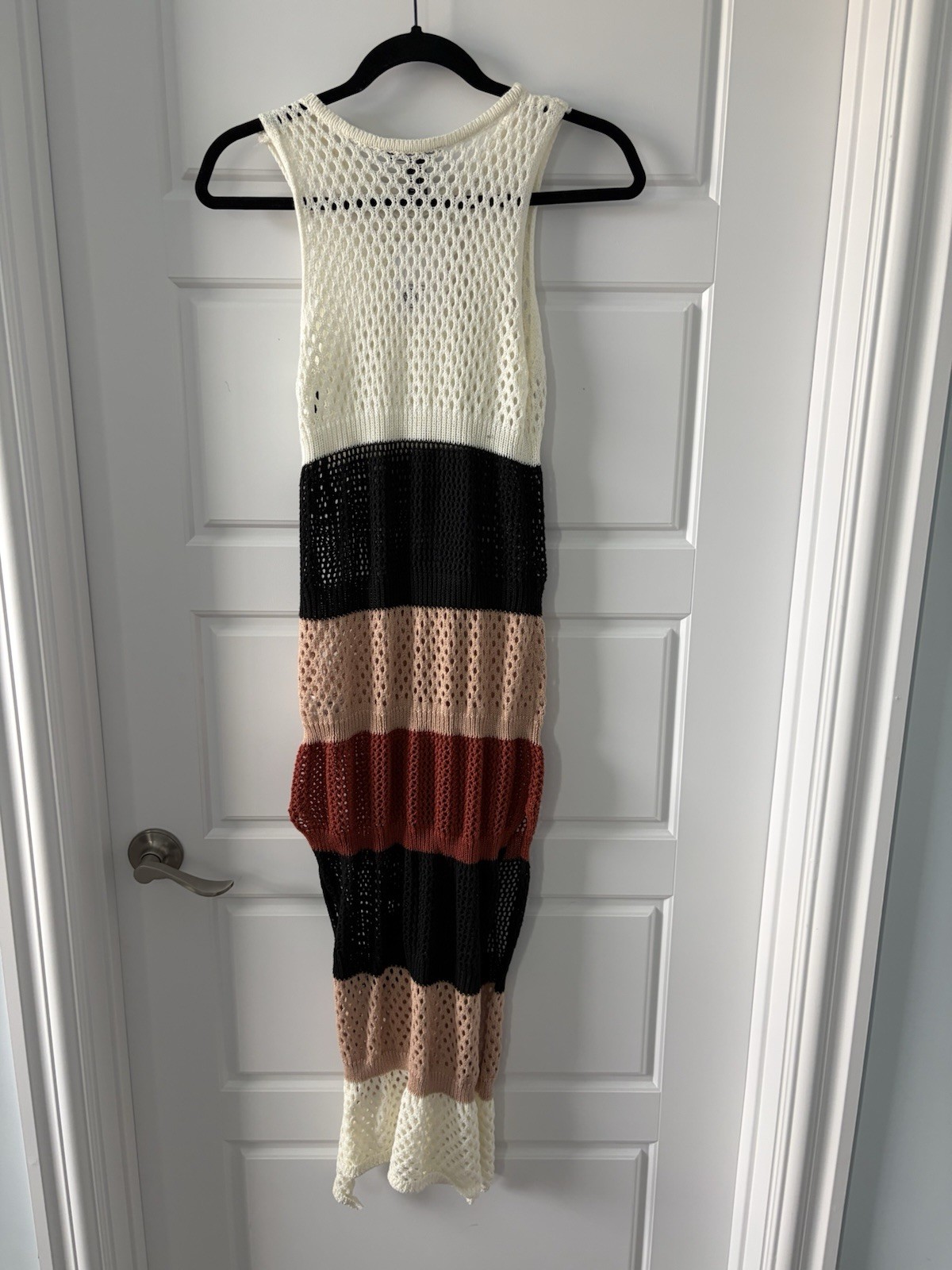 Forever 21 Colorblock Open Knit Round Neck Midi Sweater Dress Sleeveless M