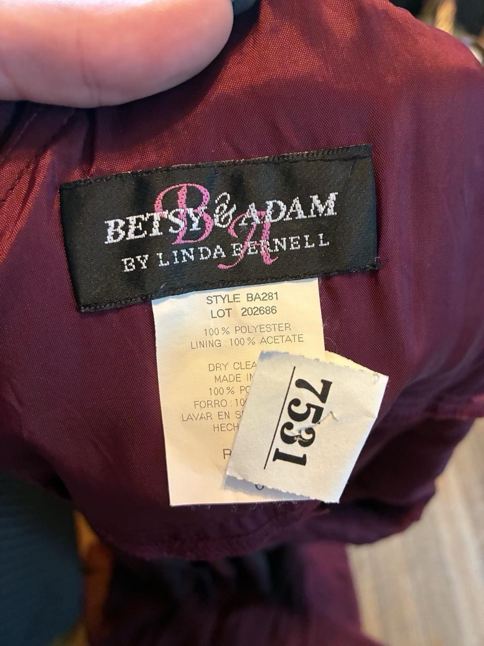 Betsy & Adam By Linda Bernell Maroon Maxi