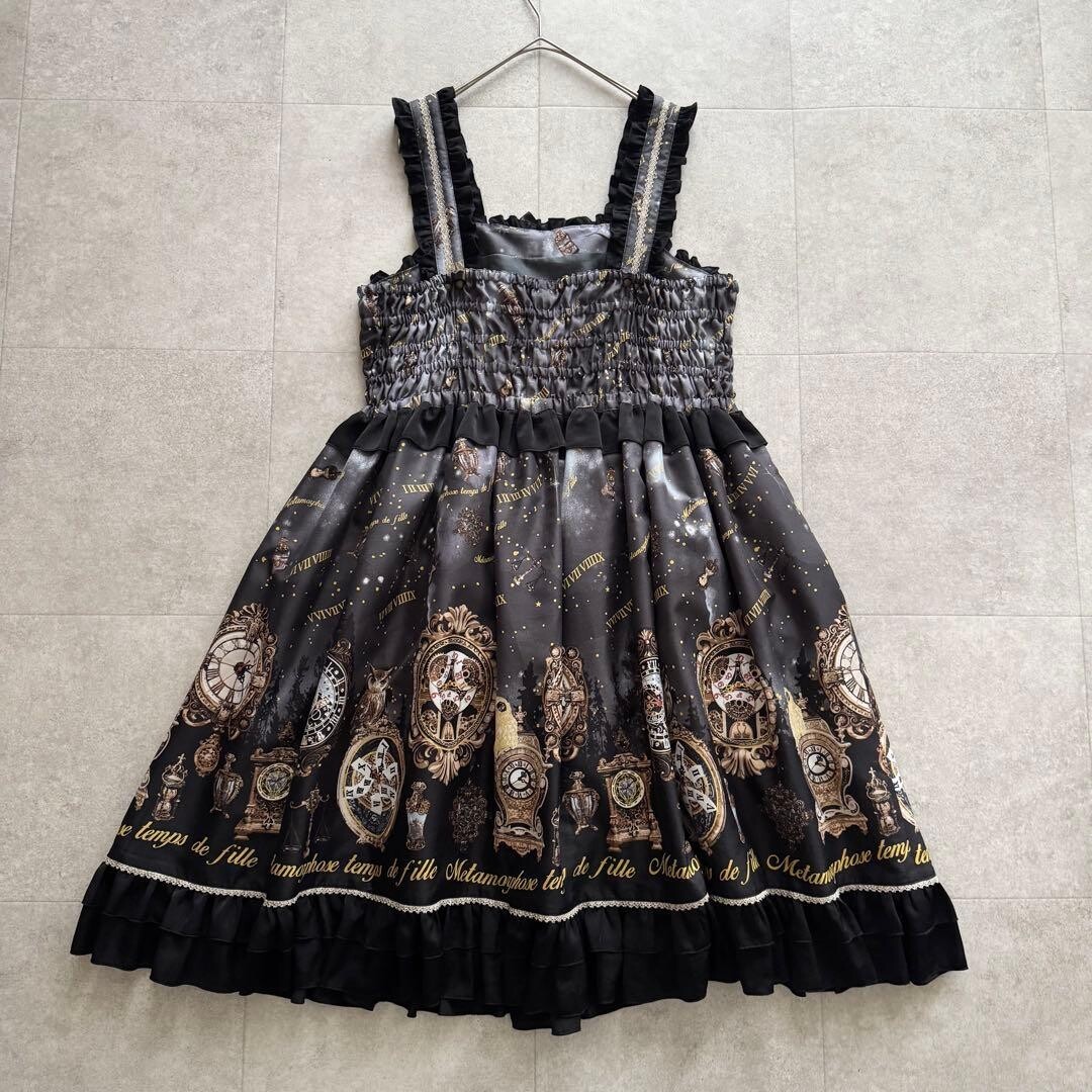 Metamorphose Clock Forest Night JSK Black Lolita Dress Owl Ribbon Ruffles 2