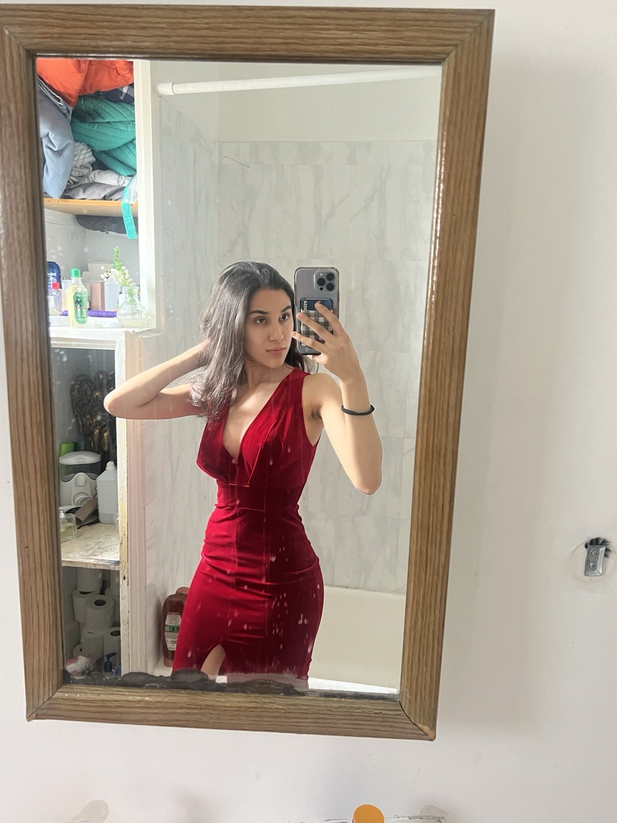 GUESS Red Velvet Dress