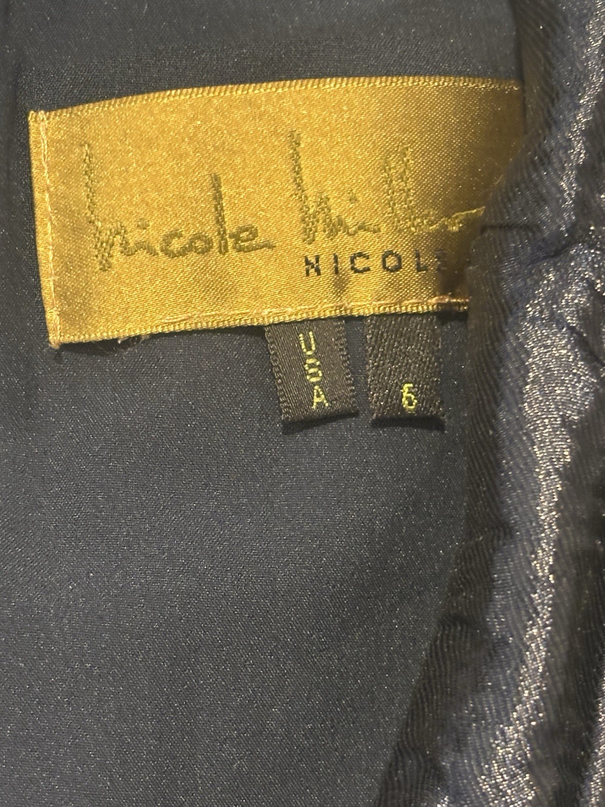 Nicole Miller Botique Blue Techno Crinkle Stretch Taffeta Dress Size6