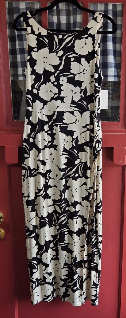 Z Supply Women’s Black Cream Floral Print Sleeveless Strap Midi Dress Size M NWT