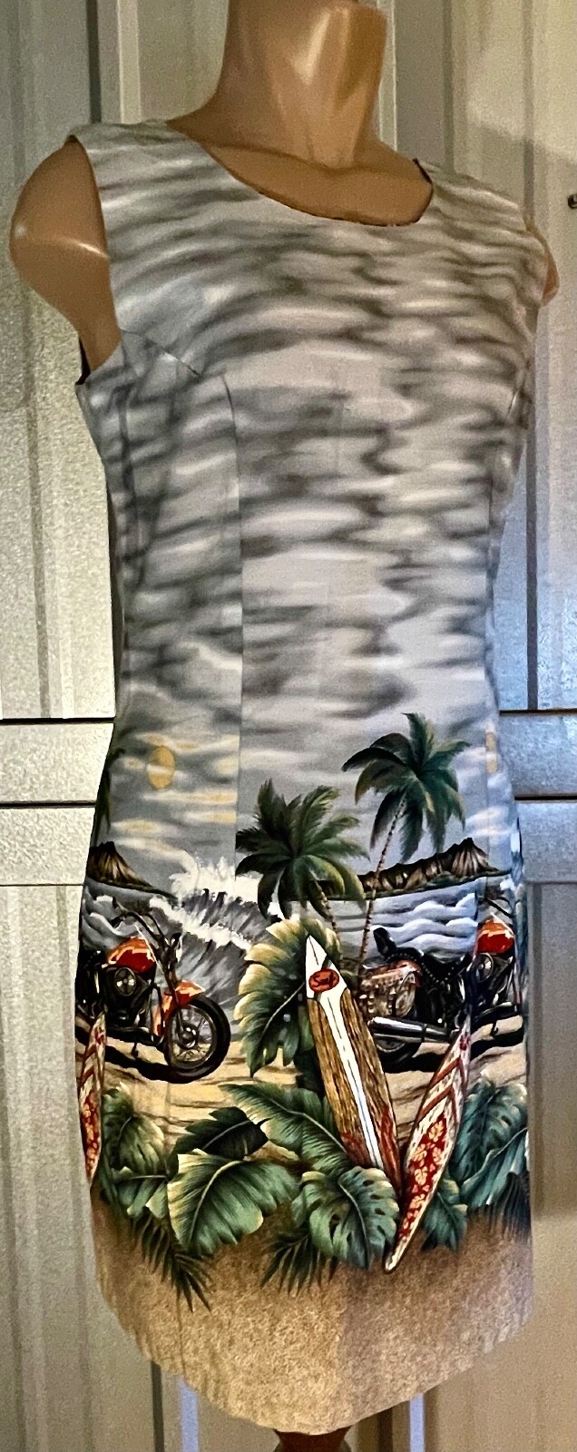 VINTAGE KY’s HAWAIIAN Dress Women Sz LG Motorcycle Biker Pattern Made In Hawaii