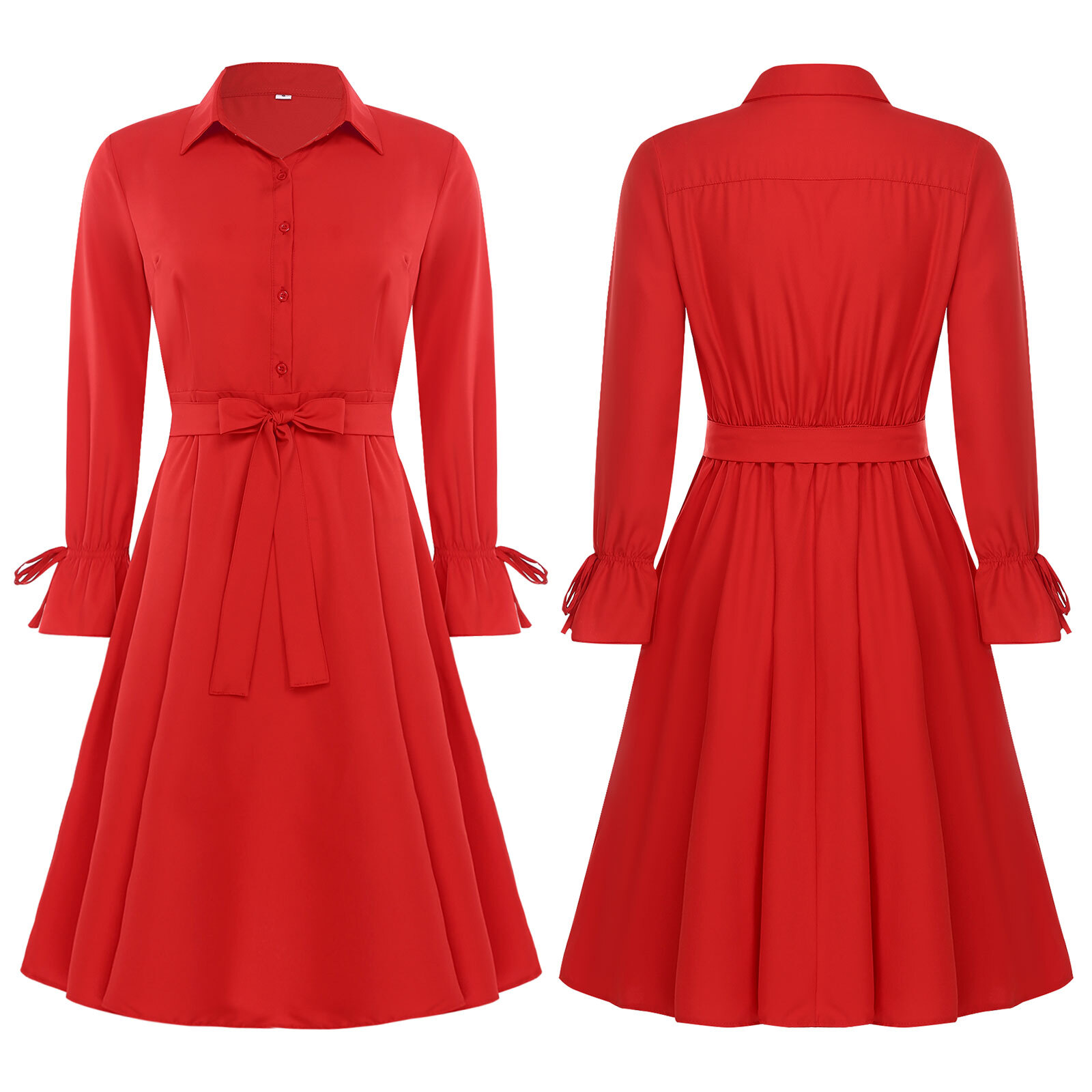 Women Custume Easy Put On Set Elegance Dress+Belt High Waist Party Comfortable
