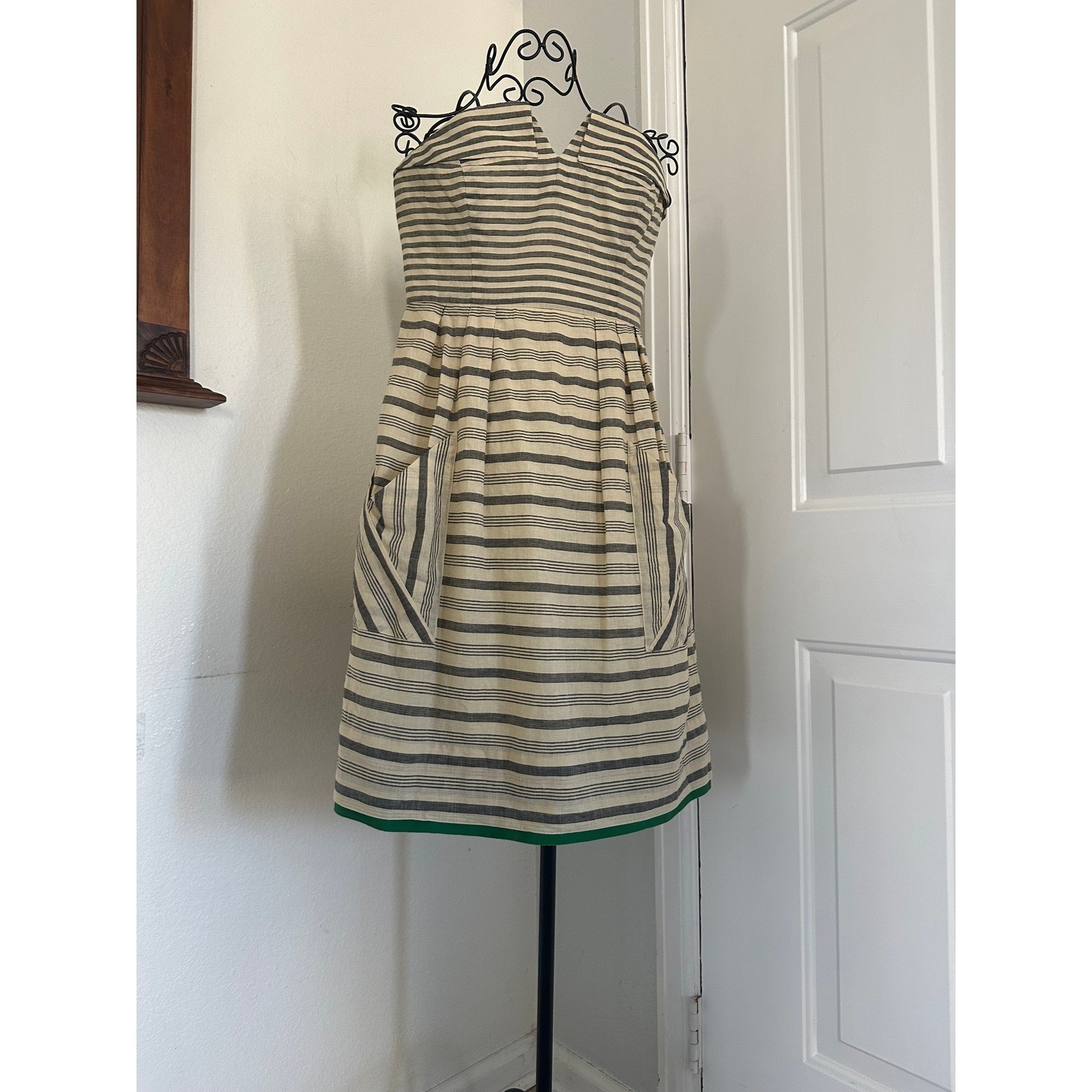 Maeve Anthropologie Striped Strapless Fit Flare Dress 2