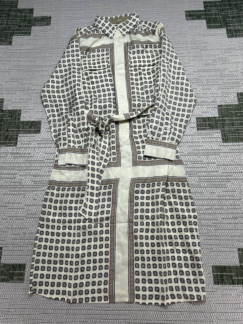 J.Crew Shirt Dress Womens 6 Beige Brown Satin Wrap Midi New