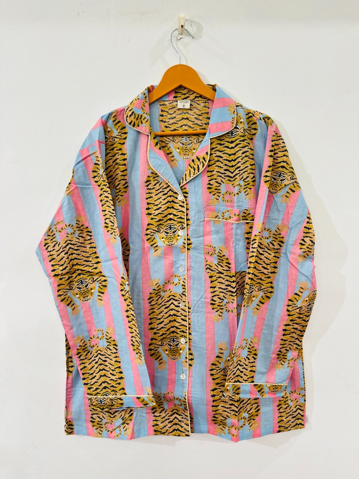 Tiger Print Cotton Pajama Set:Summer Loungewear night wear for woman’s giftitem
