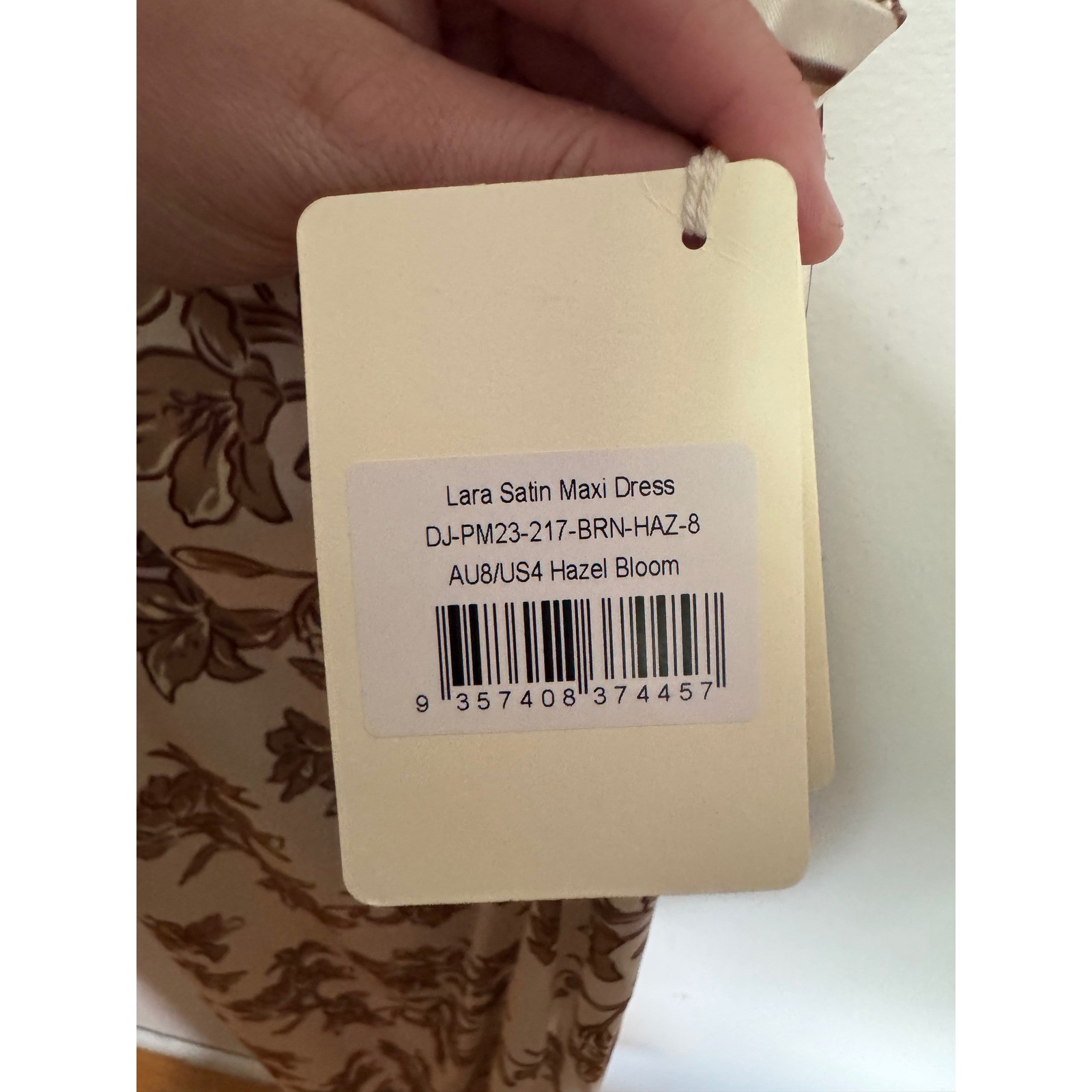 Peppermayo Lara Satin Maxi Dress Hazel Bloom Floral Brown Cream US 4 NWT