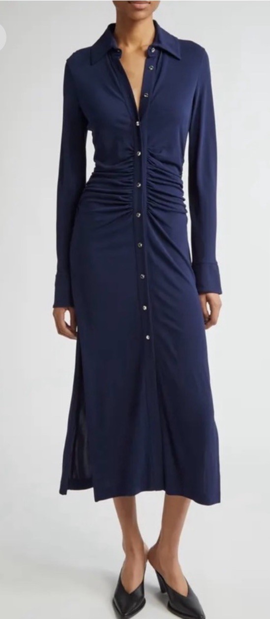 Altuzarra “ Claudia” Viscose Jersey Midi Shirt Dress,EU42=USA8, Navy, New,$1295