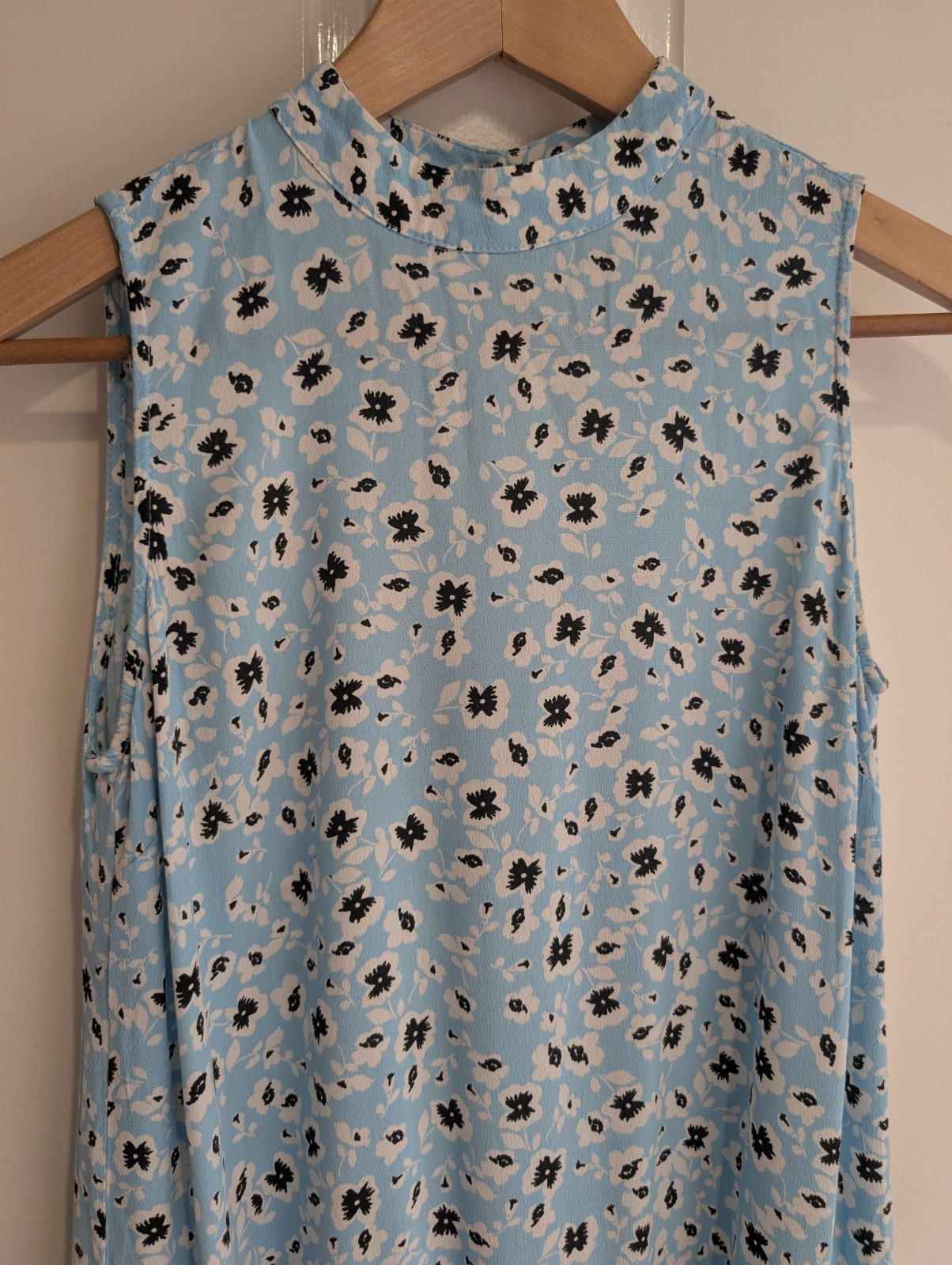Topshop Blue Floral Tiered Summer Midi Dress Size 10 Ruffle Hem Floaty