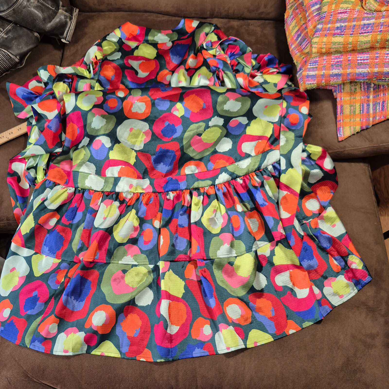 EMILY MCCARTHY MAXI DRESS MULTI COLOR FLORAL GEOMETRIC 52″ TOTAL LENGTH XS