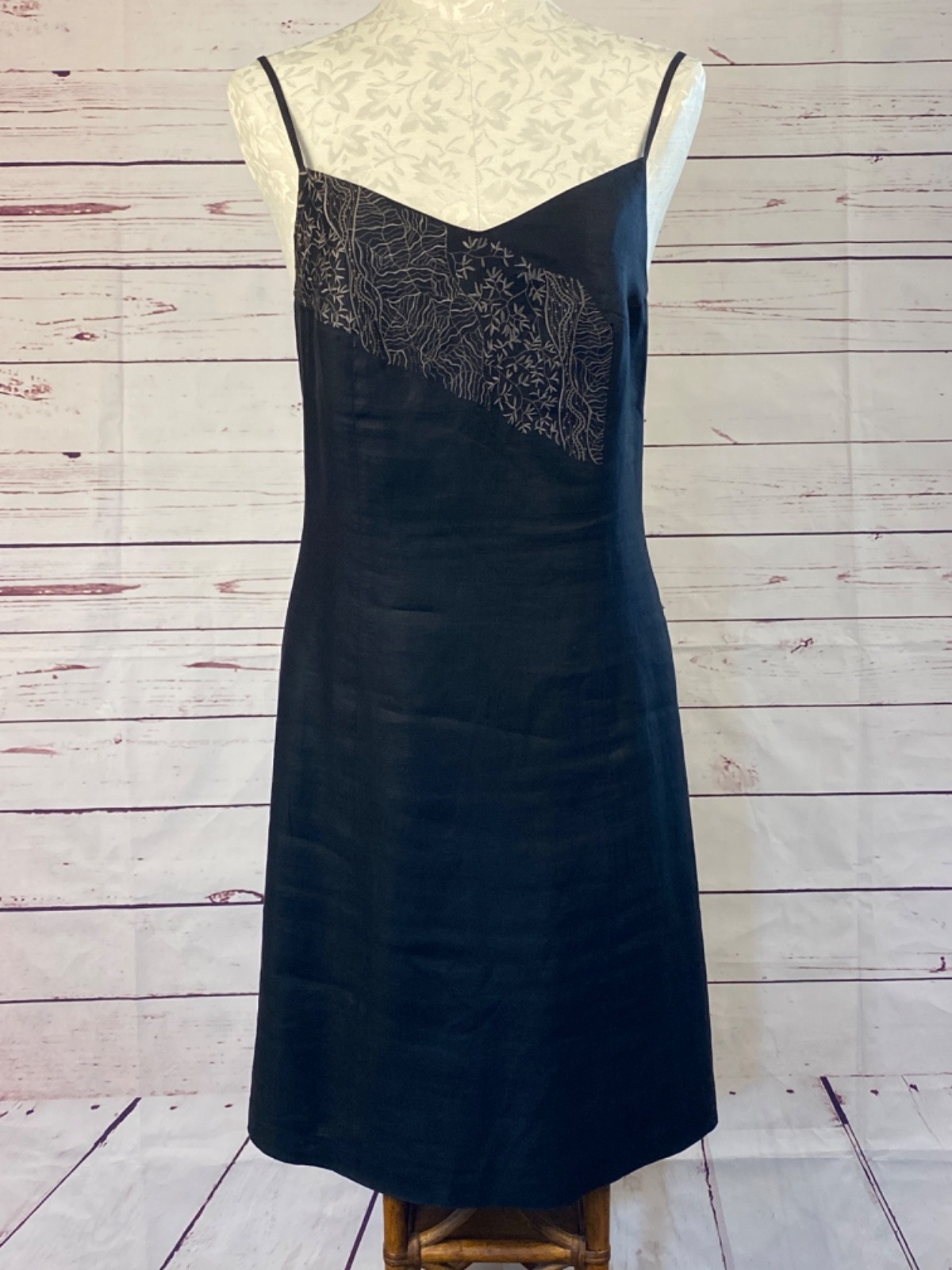 KENZO Jungle Women’s Black Linen Vintage 90s Dress EU 40 US 6-8 Pure Luxury Chic
