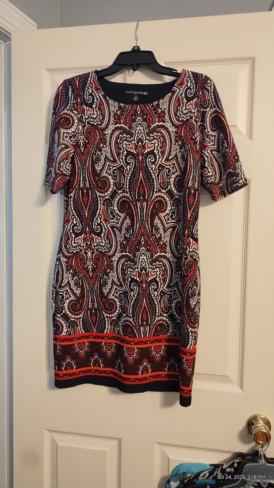 women Red/black/white paisley 10P dress short sleeved