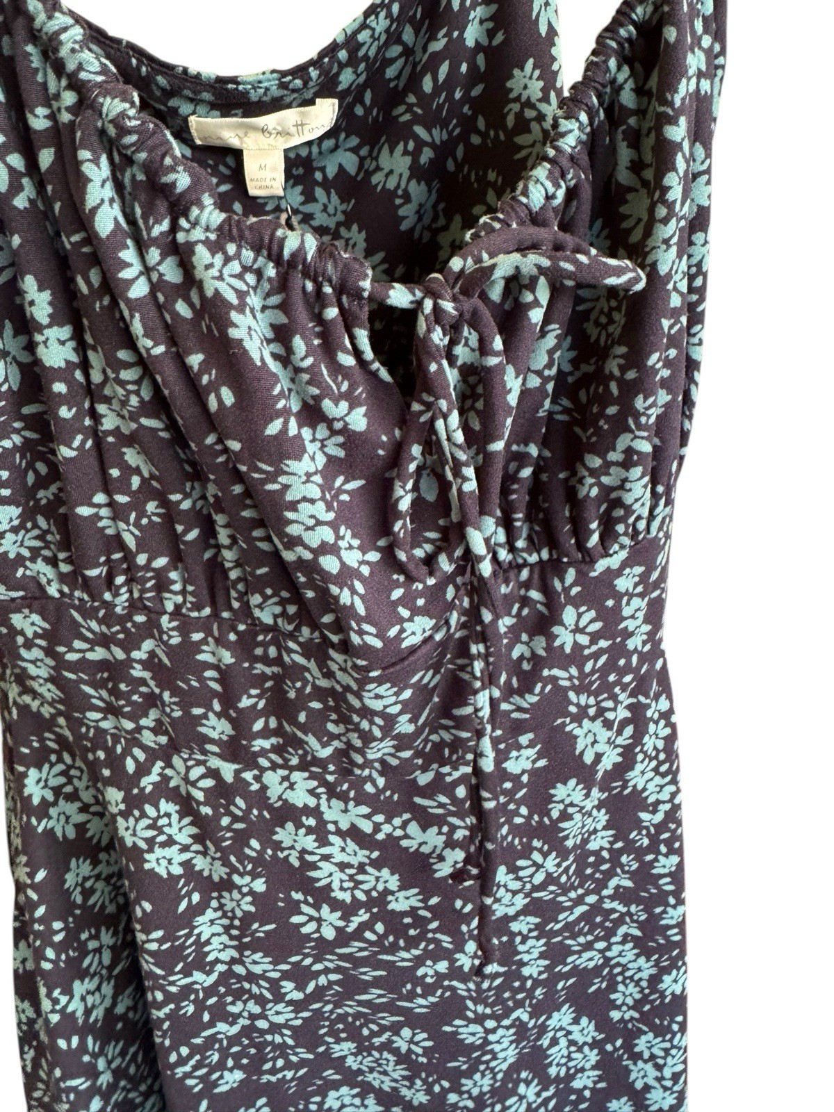 Nine Britton Women’s Floral Mini Dress Medium Adjustable Strap Tie Front Pockets
