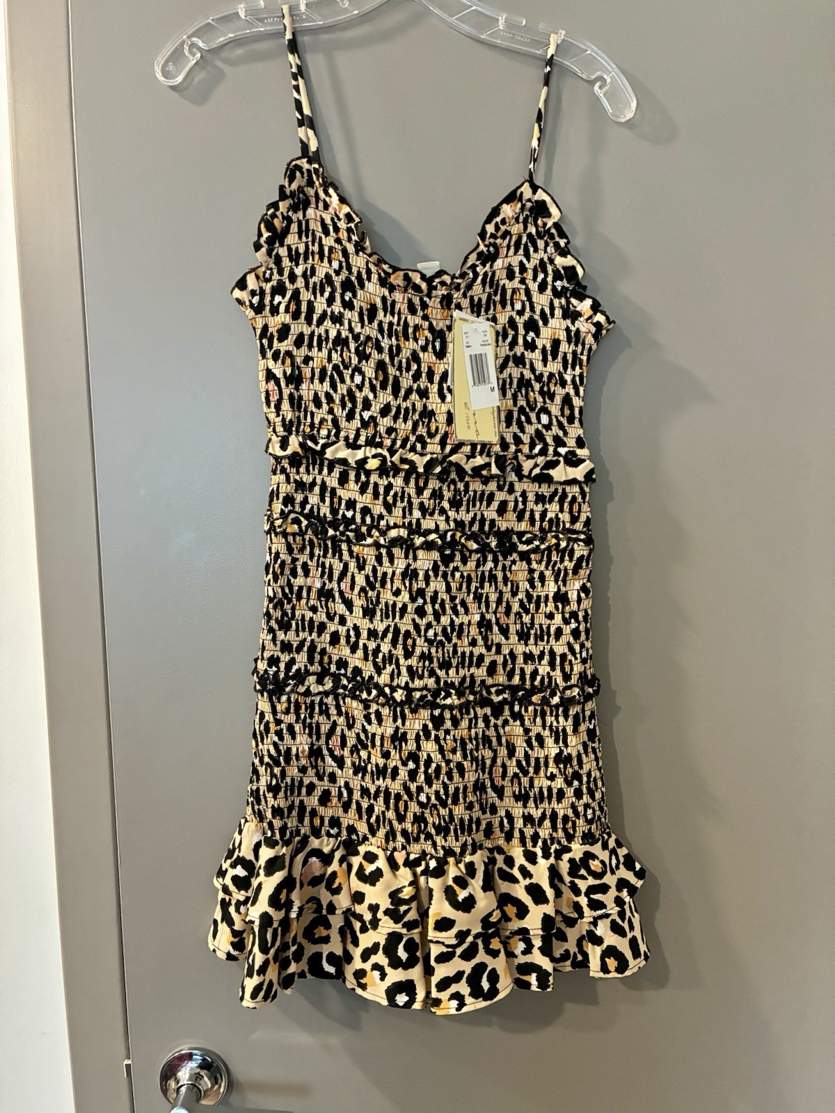 Women’s Vintage Havana Mini Bodycon Leopard Print Dress with Ruche Design