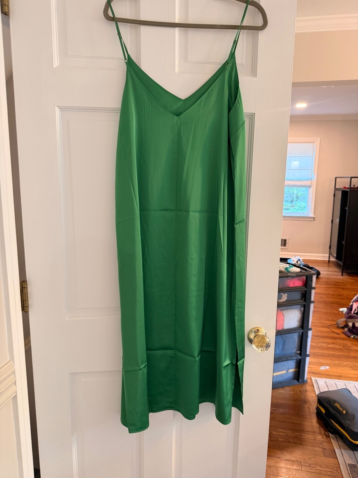 The Drop satin slip dress emerald green size XL