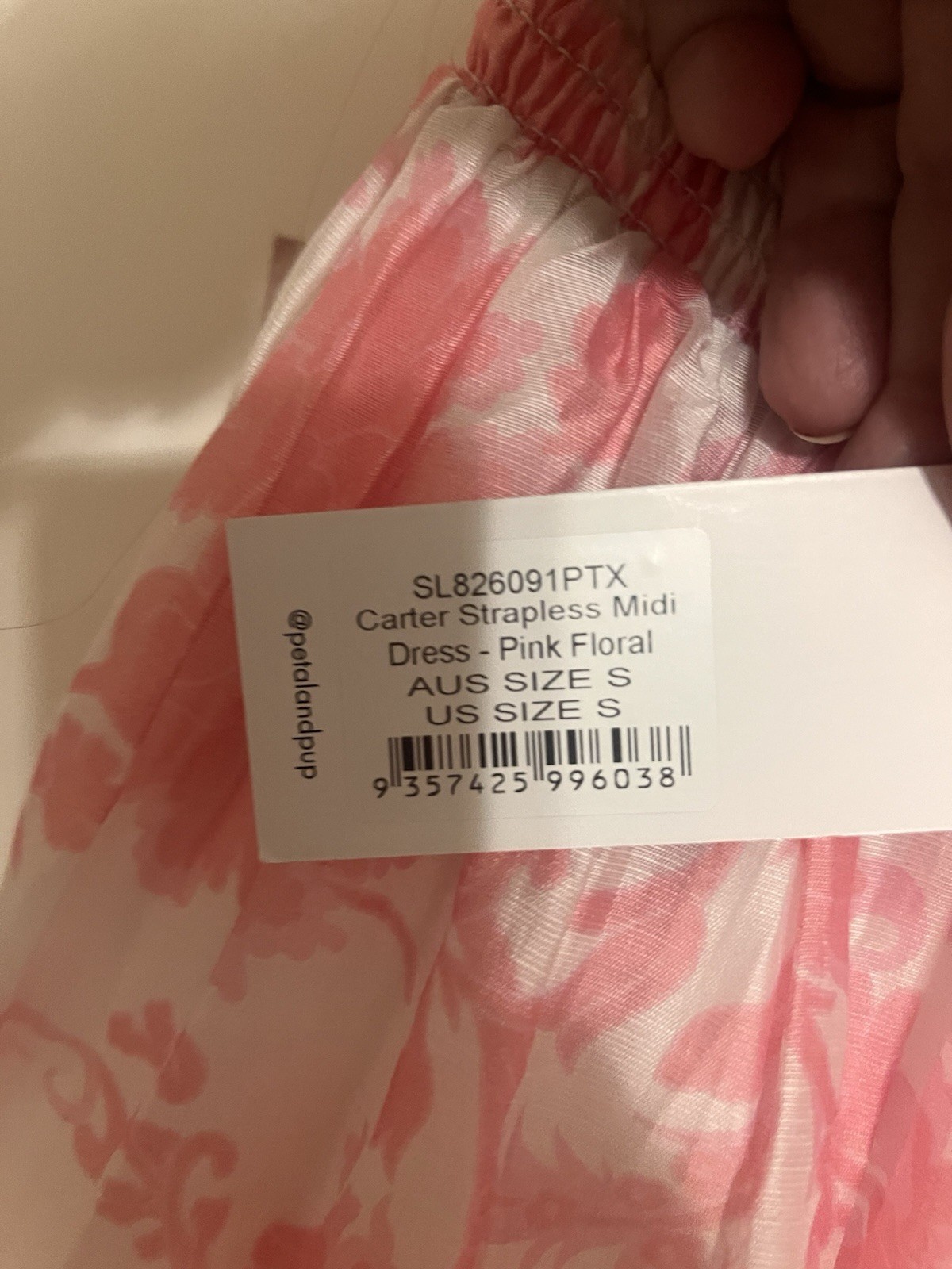 NWT petal and pup Strapless Smocked Midi Dress Pink Floral S