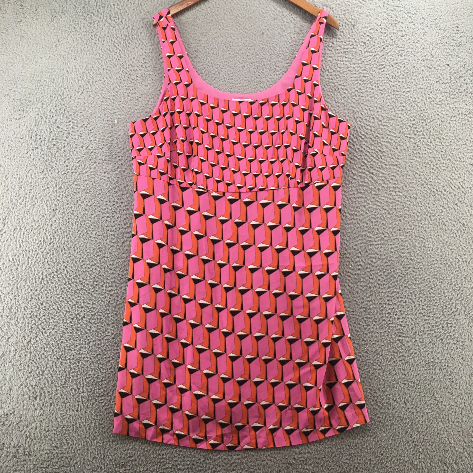Diane Von Furstenberg Short Sheath Dress Womens 20 Pink Multicolor Geometric NEW