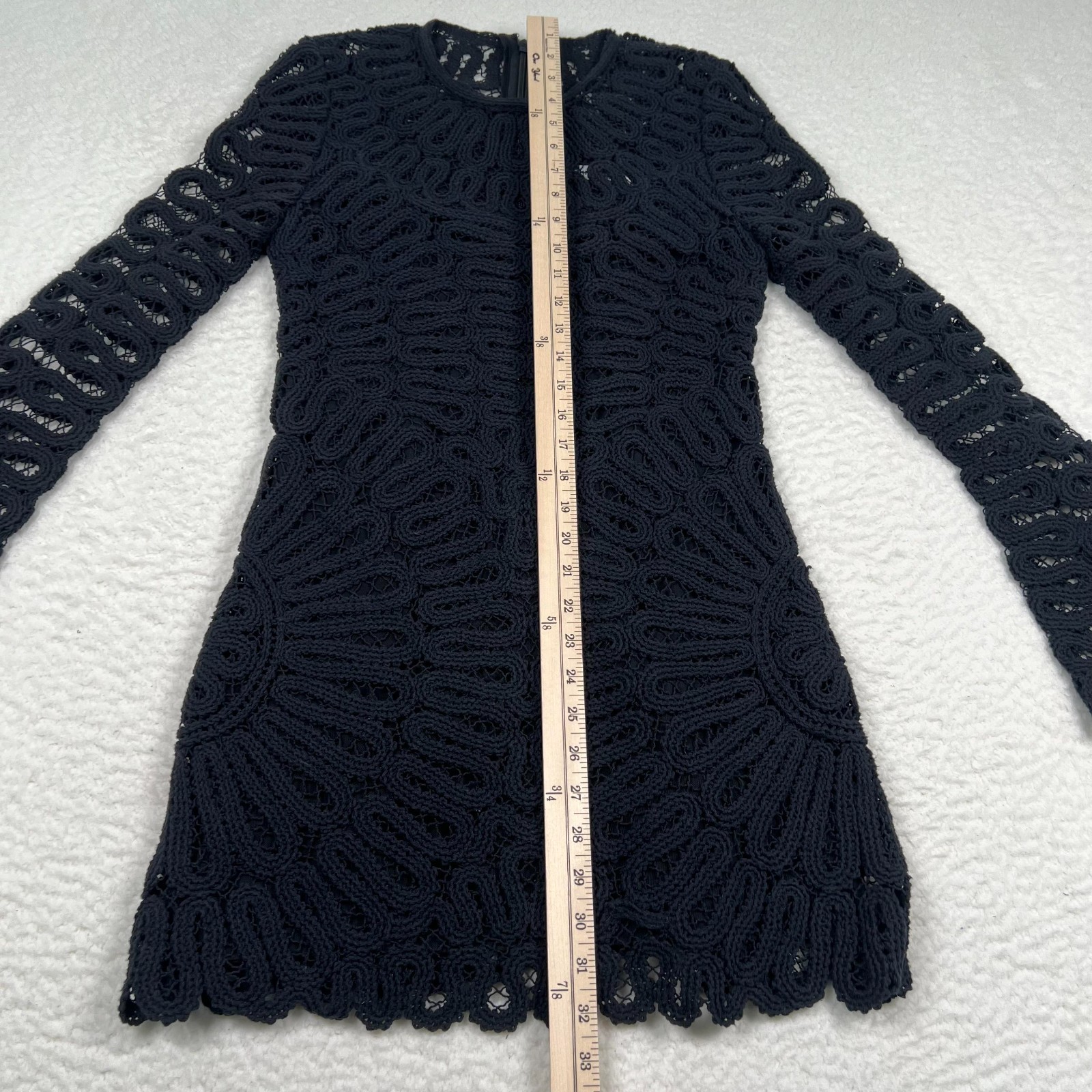 NWT Simkhai McCall Cage Dress Crochet Mini Dress Sz 4 Long Sleeve Black $845