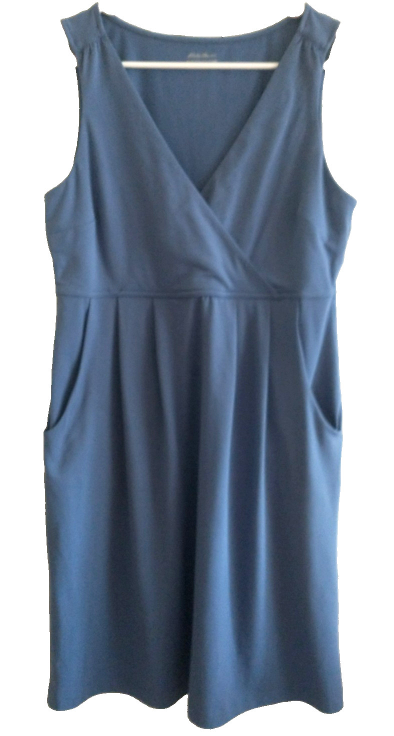Eddie Bauer Women’s Aster Sleeveless Crossover Dress Pockets Blue – M