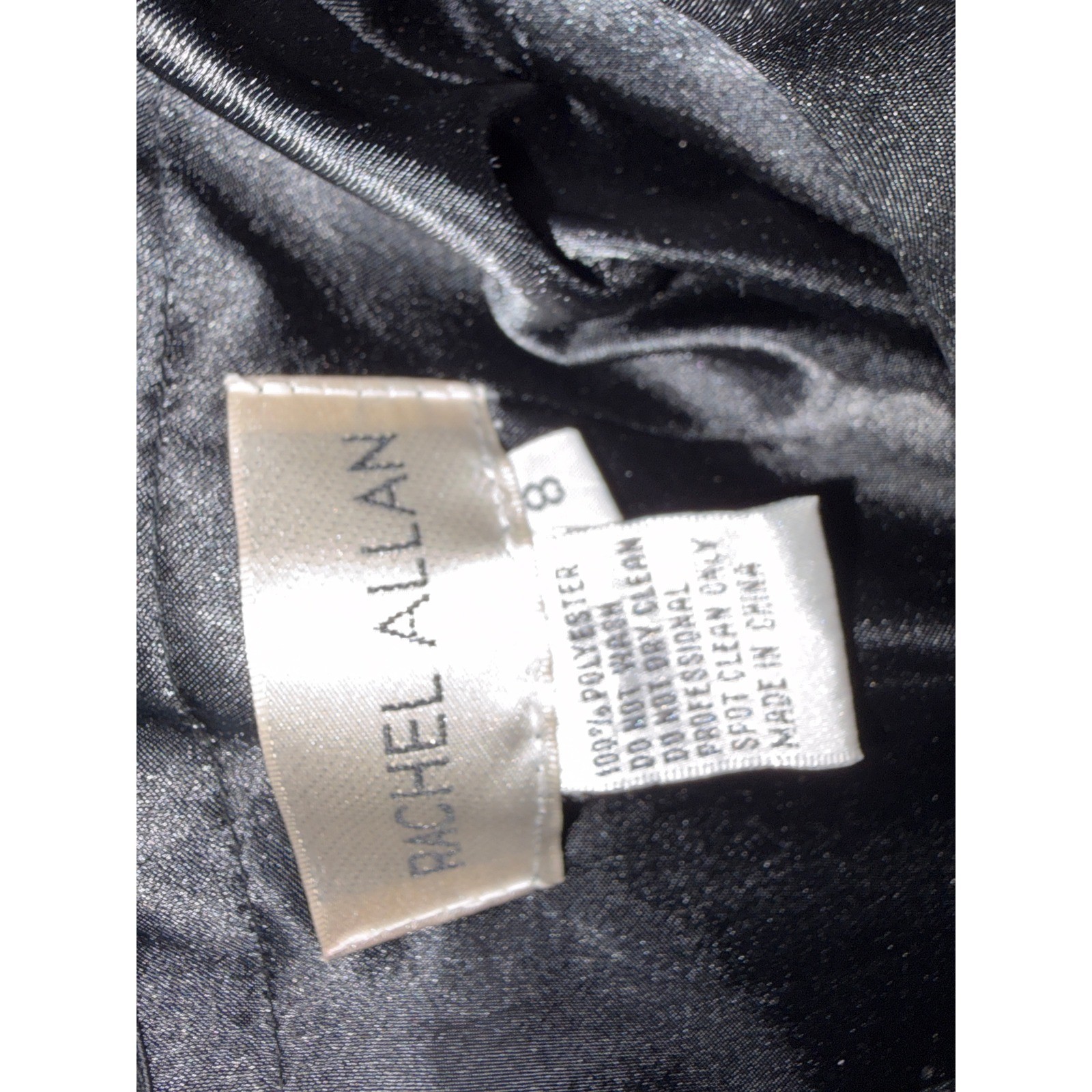 Rachel Allan Black Iridescent Rhinestone Corset Pleated Gown Prom Dress NWT
