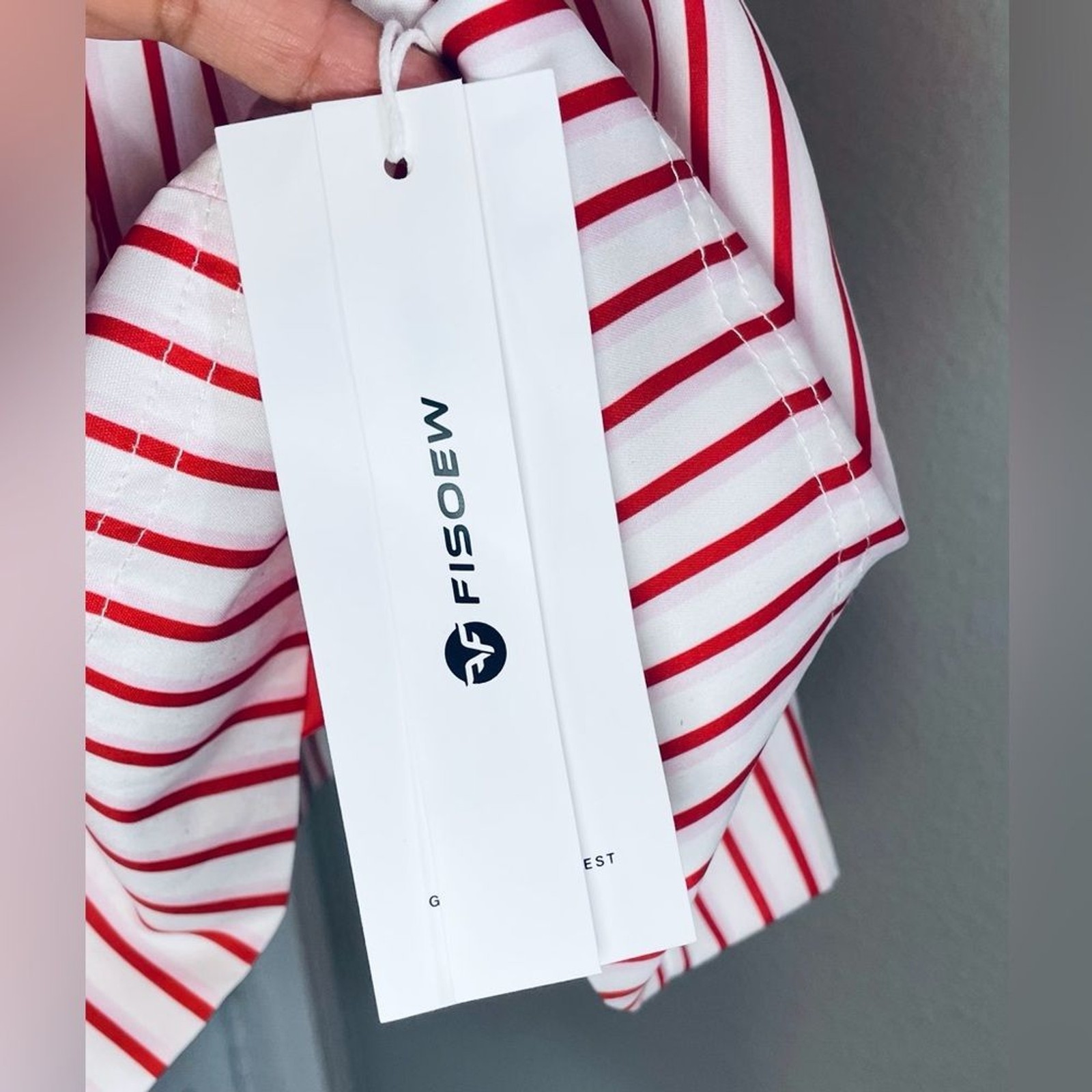 NWT FISOEW Red & White Striped Drop Waist Mini Dress Size S