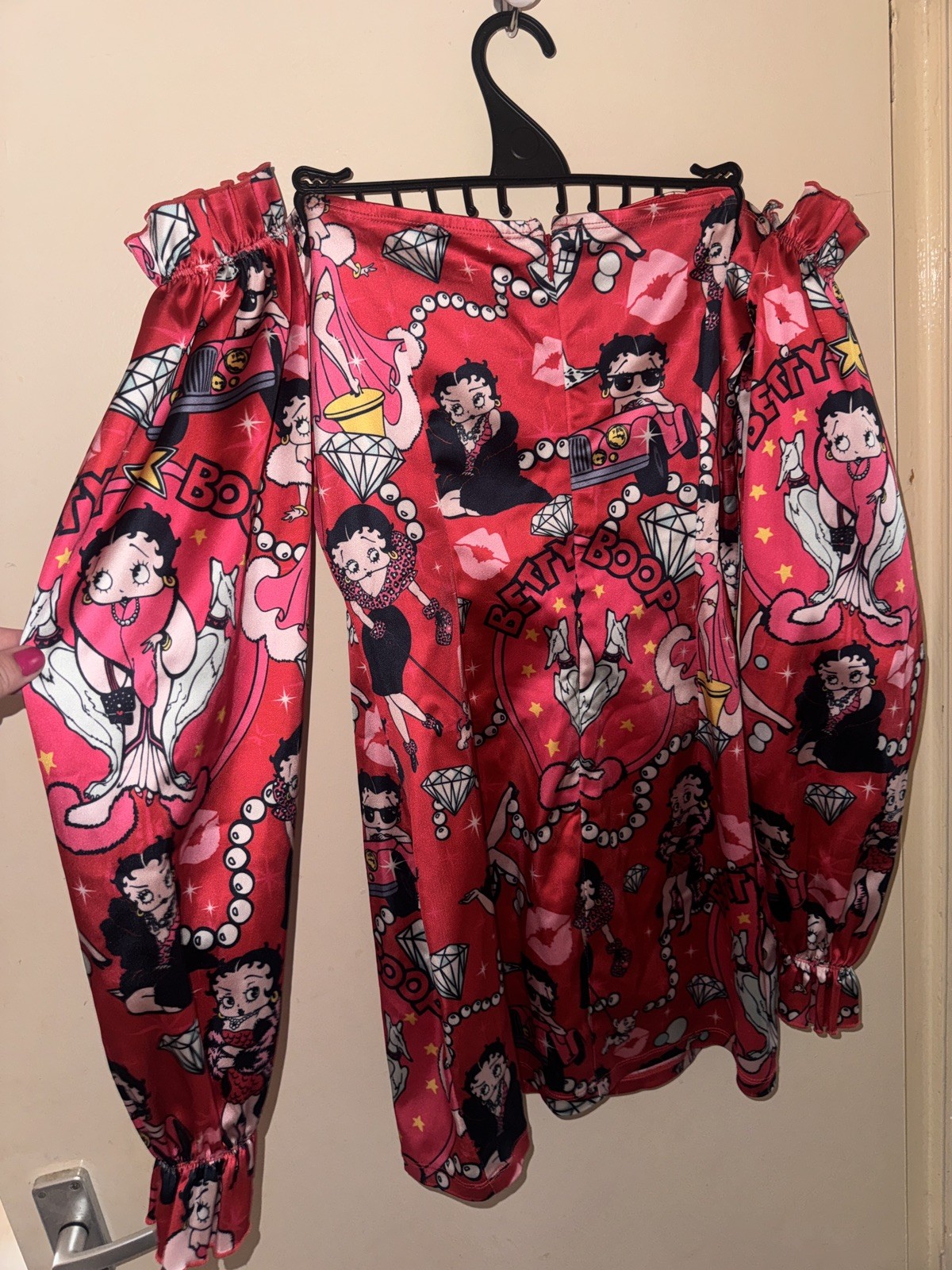 Dollskill Betty Boop Lover Catch A Kitten Satin Dress Limited Edition M NWT