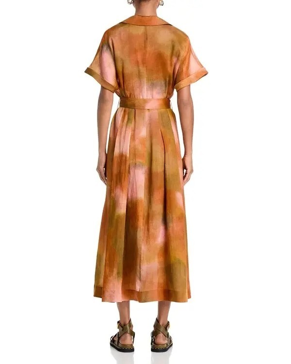 1298$ Lafayette 148 New York Notch Collar Shirt Dress Women’s Size S Rust Copper