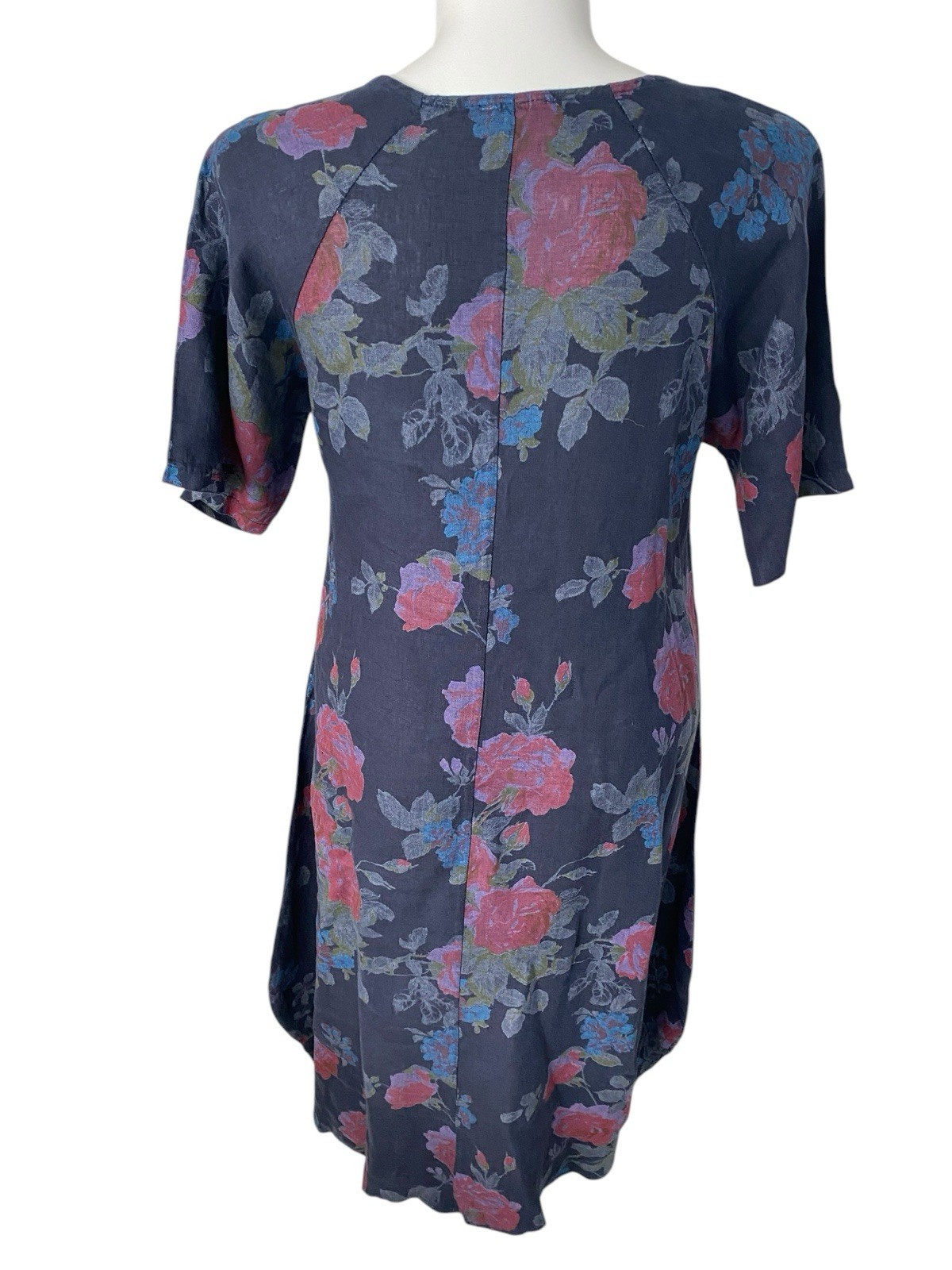 Couleur Lin Paris Milan Blue Floral Linen Midi Dress Size Size Small (36)