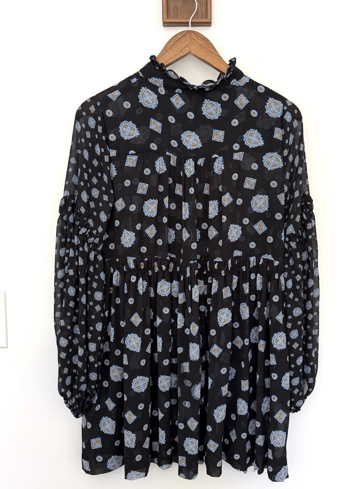 Free People Turn Turn Mock Neck Mini Dress XS See Through Boho Trapeze S#89